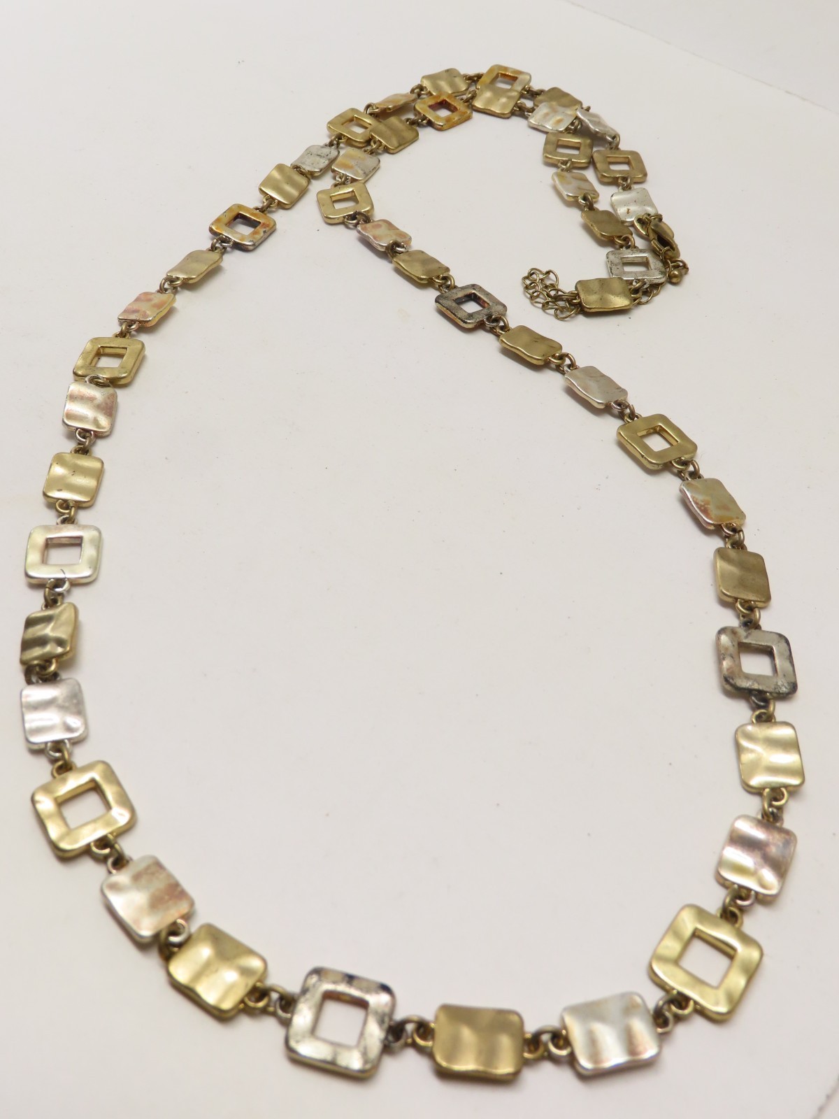 Lia Sophia Necklace Rhyme & Reason Silver Gold Tone Hammered Textured D5918