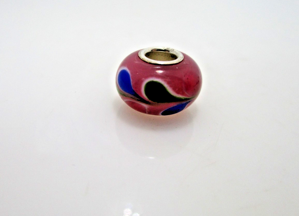 IBB Murano Glass Pink Multi Color Petal Charm Only for Bracelet