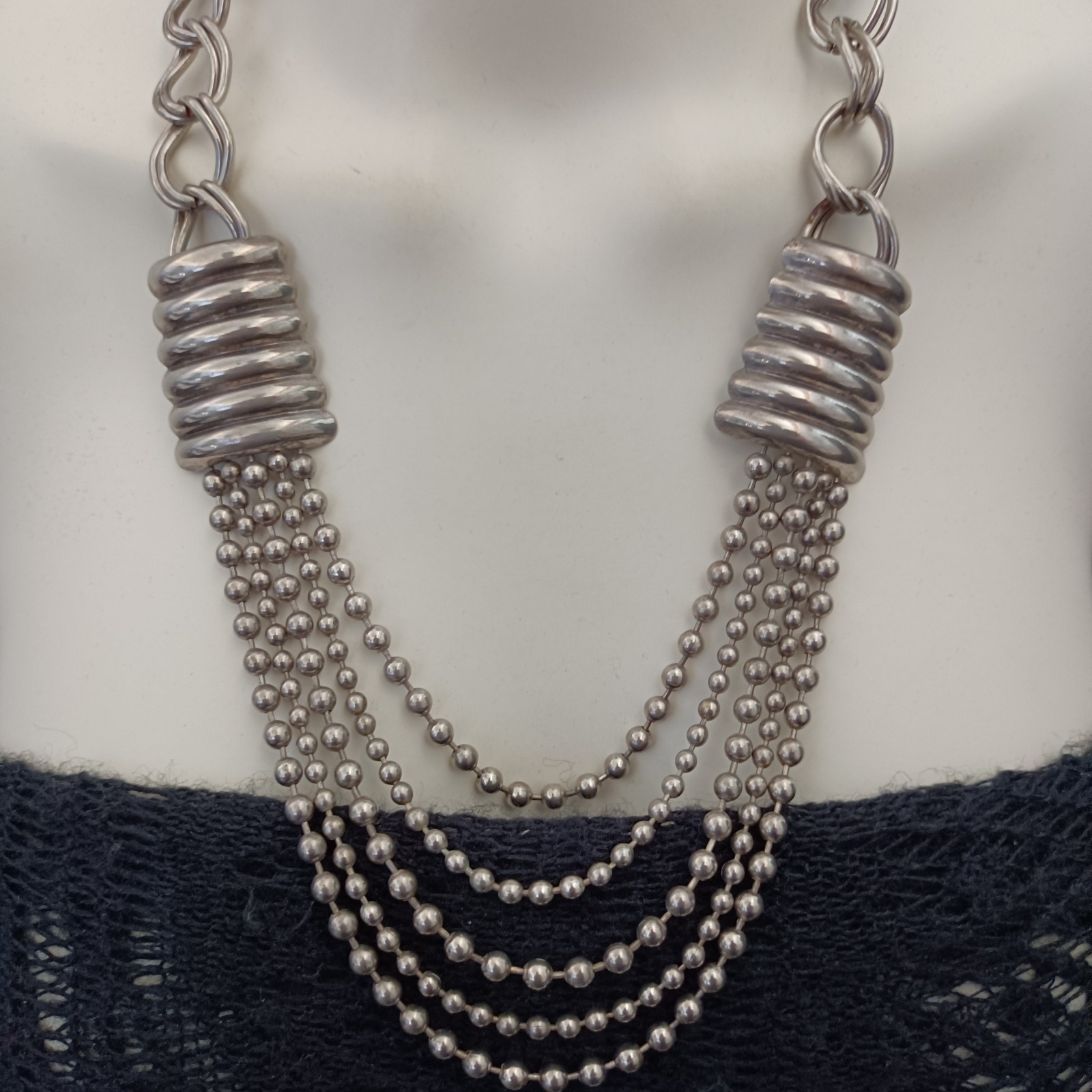 Statement Necklace Coiled Industrial Mechanical Massive Heavy Brutalist Chunky