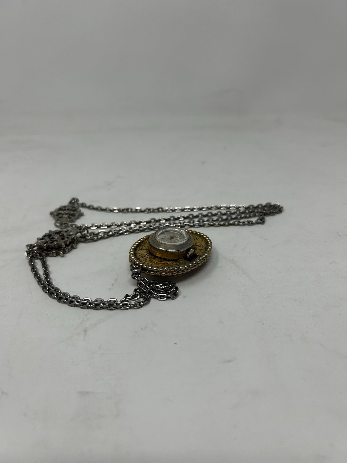 Vintage Baroness Manual Wind Pendant Watch Necklace Untested