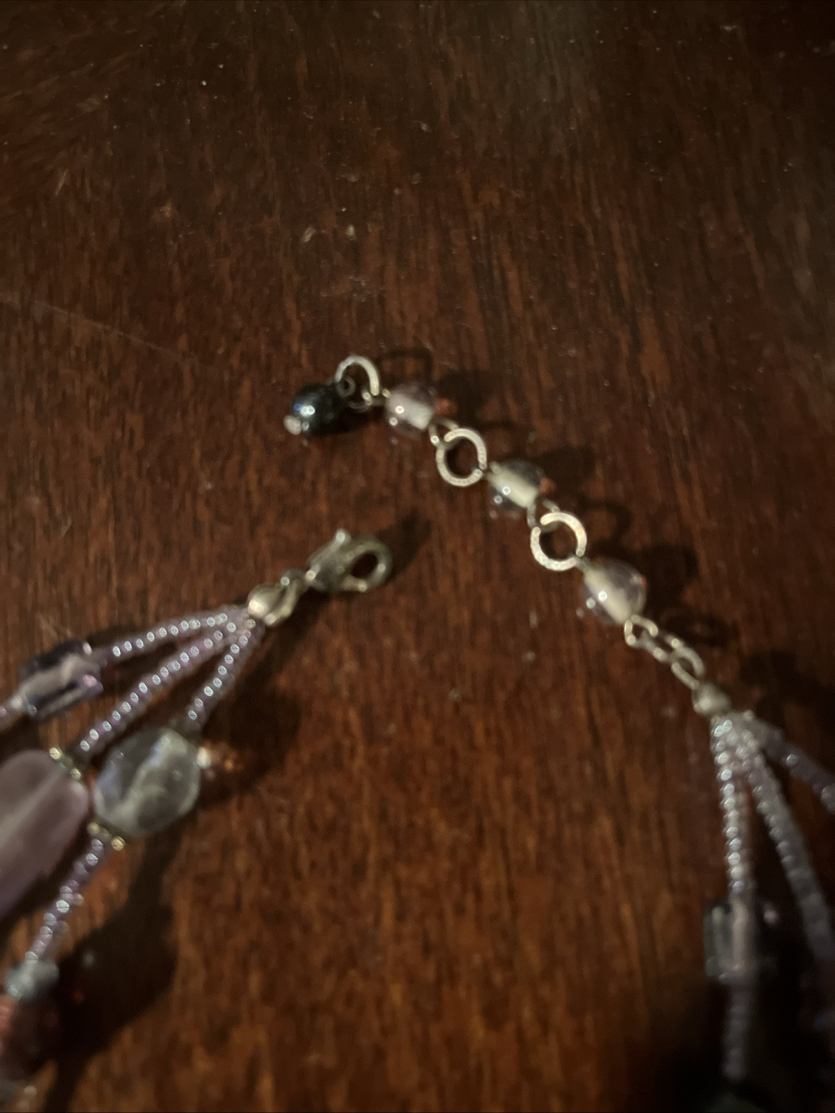 Multicolor Bead Necklace 3 Strand Purple Brown Statement Chunky Boho Jewelry