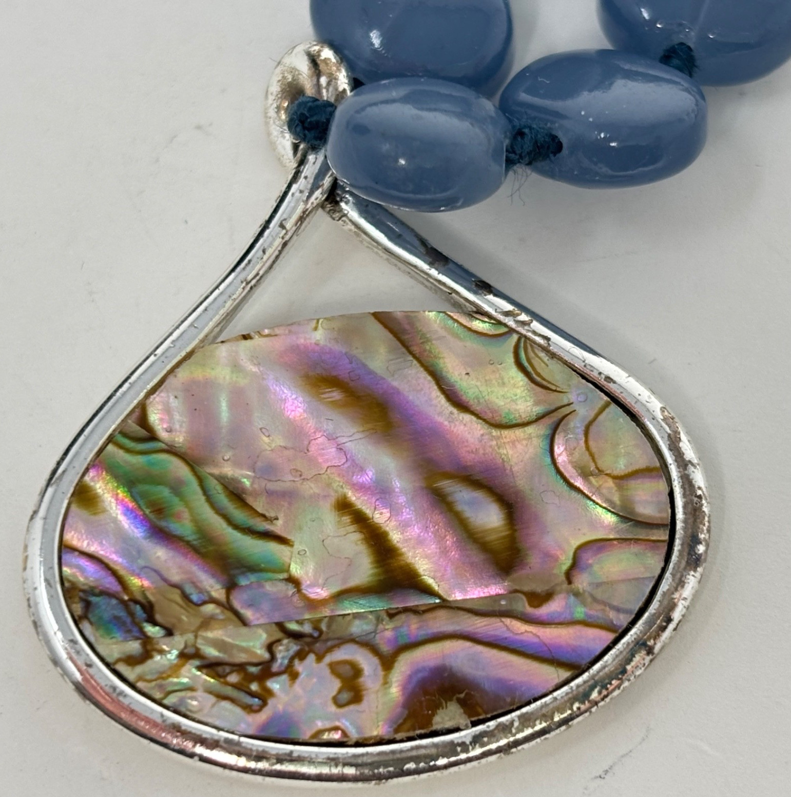 Lot 3 Vintage Costume Jewelry Necklaces Pendants Monet Avon Abalone Blue Beads