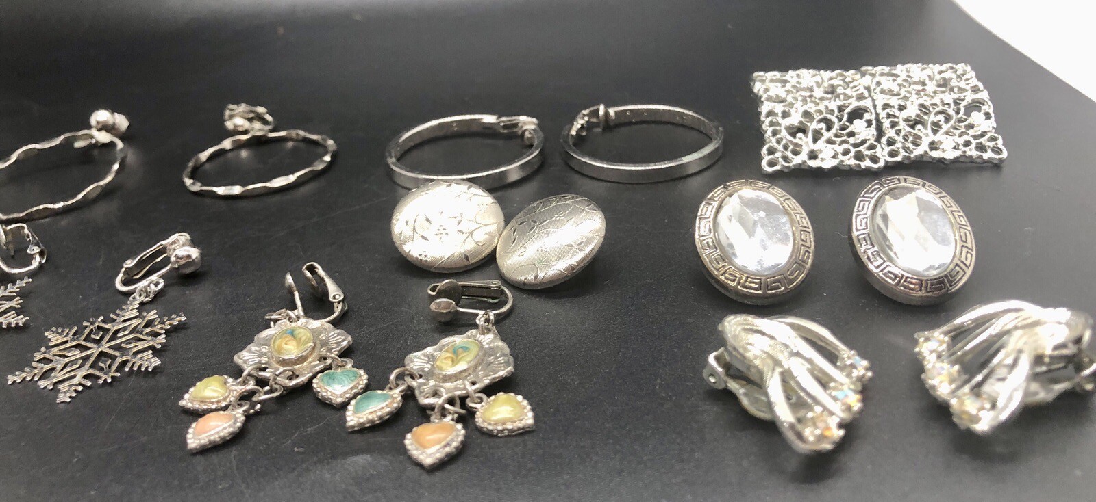 Large Lot Vintage Silvertone Earring Sets Delta Monet LH Segal Avon Unbranded B2