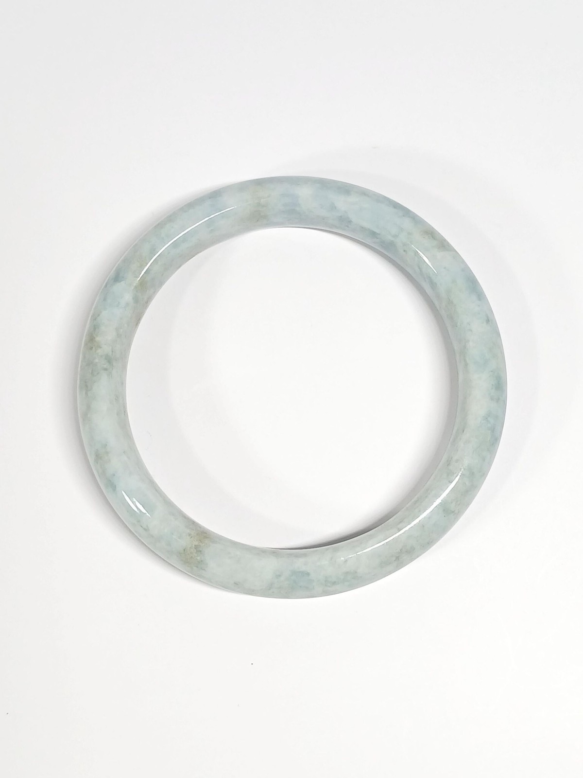 Pale Green Blue Jadeite Bracelet with Brown Inclusions 67mm