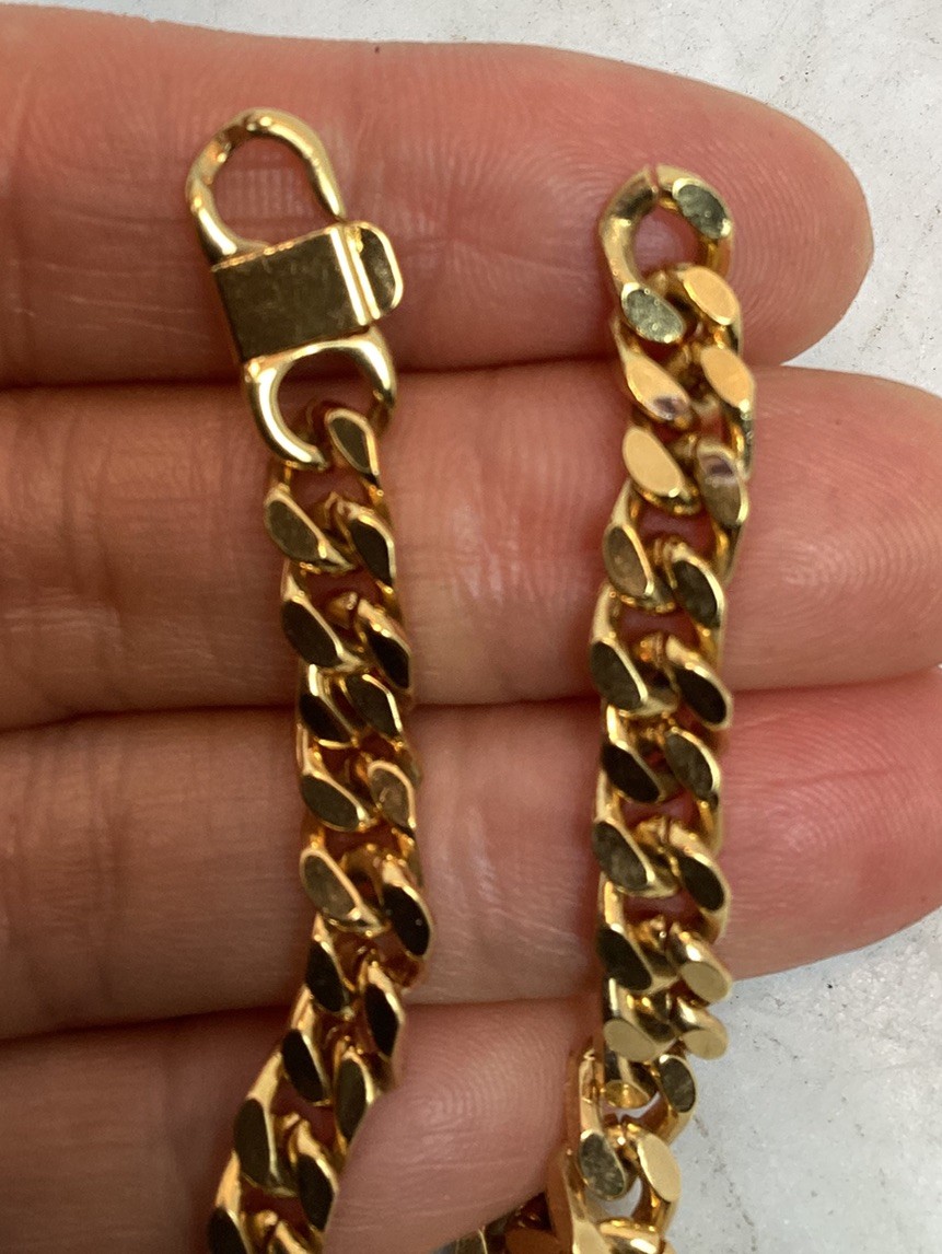 Vintage Gold Tone Roman Coin Rhinestone Pendant Curb Link Chain Necklace
