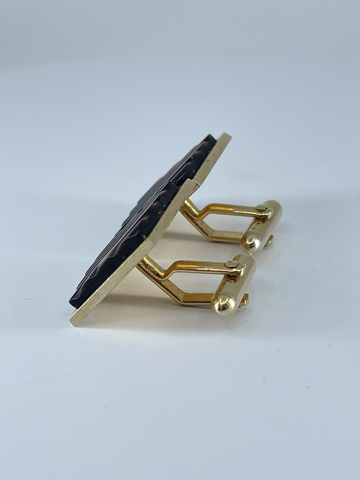 Swank Cufflinks Mother of Pearl square ribbed design bullet backs 1″