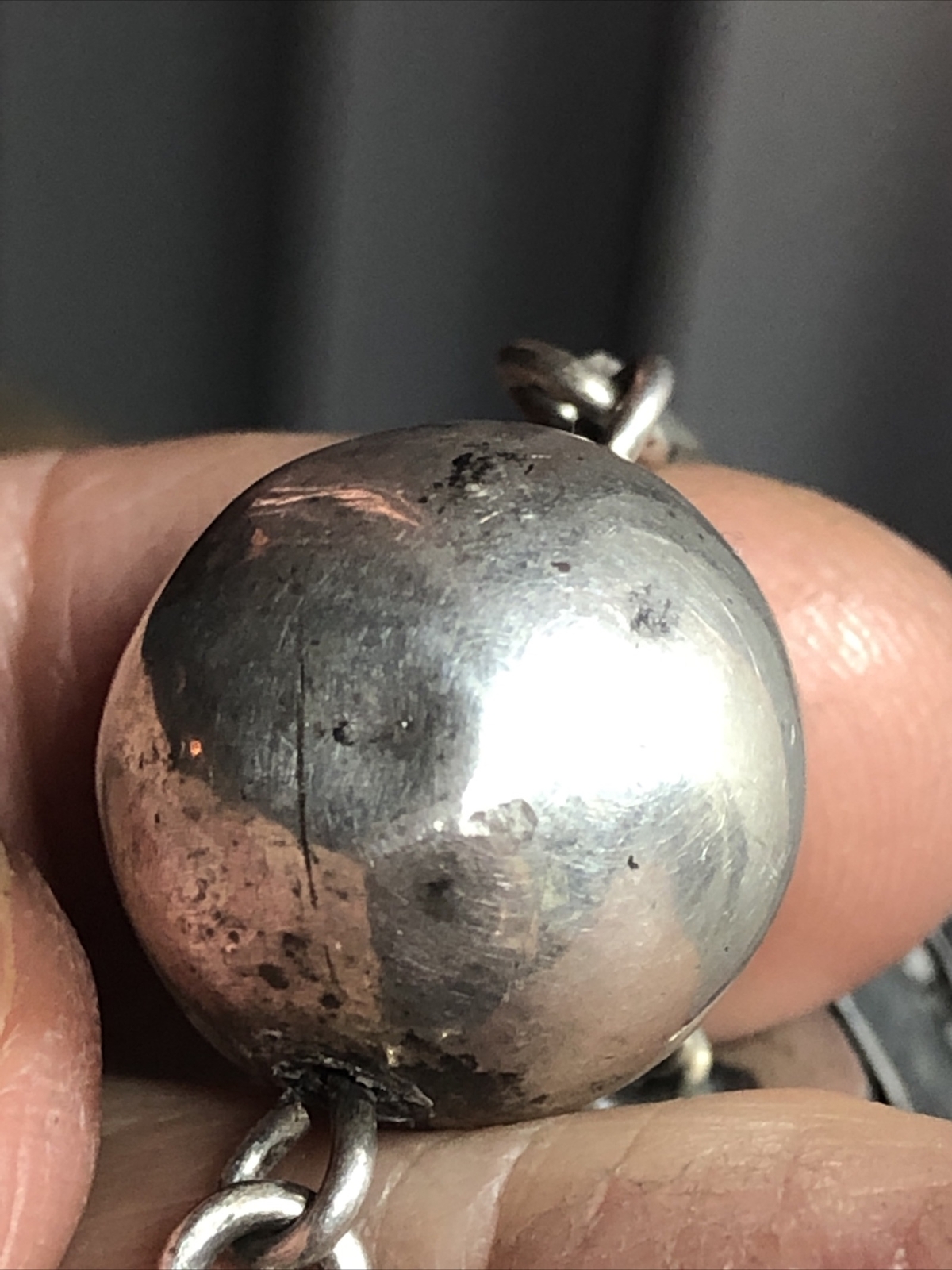 Vintage GUATEMALA Silver 900 Many Figural Dangle Charm Ball Link bracelet 7 1/2″
