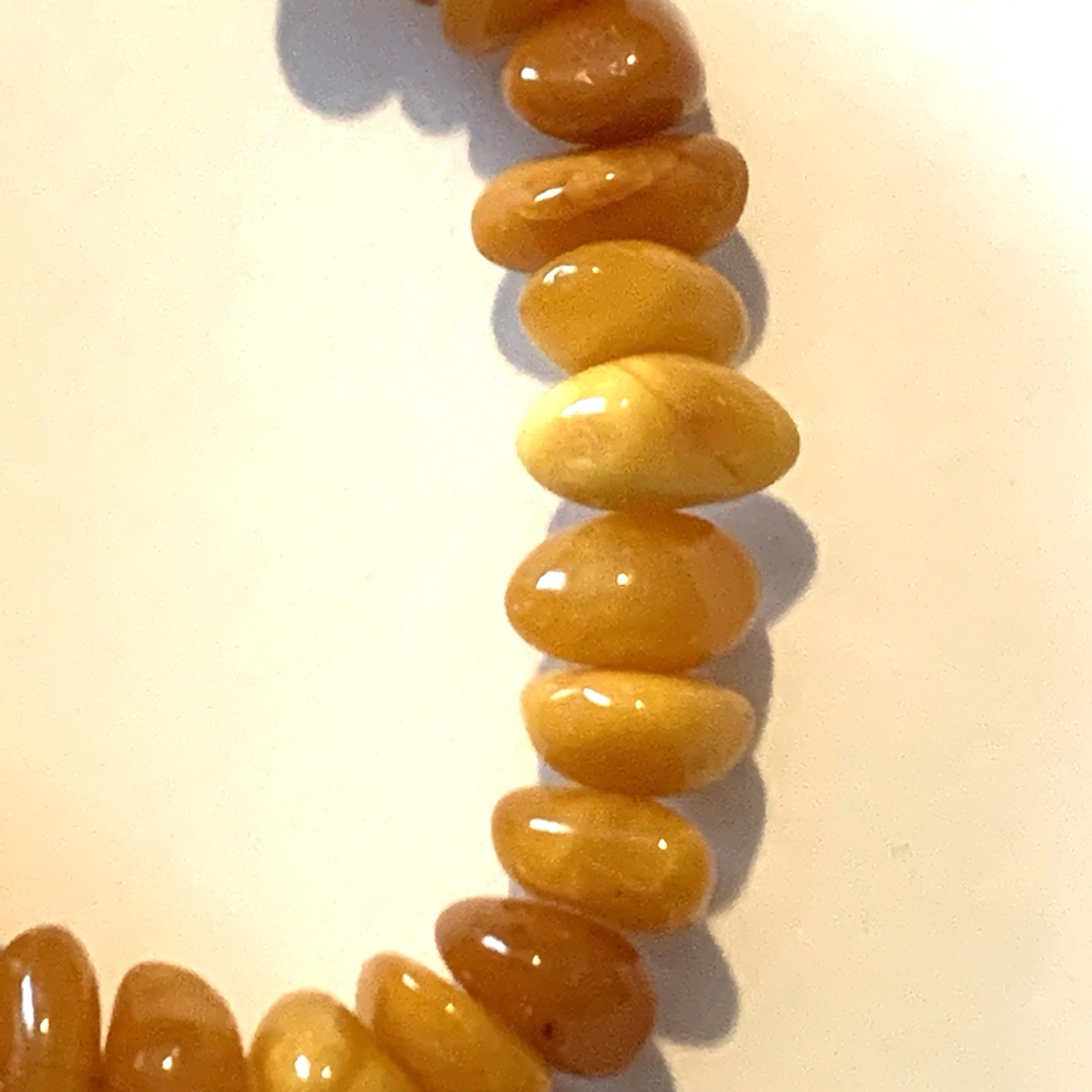 Vtg Baltic Amber Egg Yolk Chip Bead Necklace 31 Grams 24″ Long Pull-Over Style