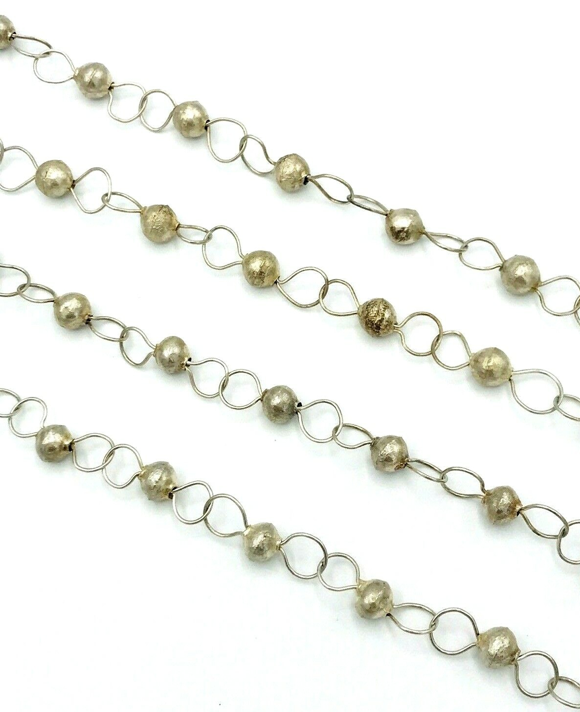 Set of Two Vintage Aluminum Ball Link Chain Layering Necklaces 60″