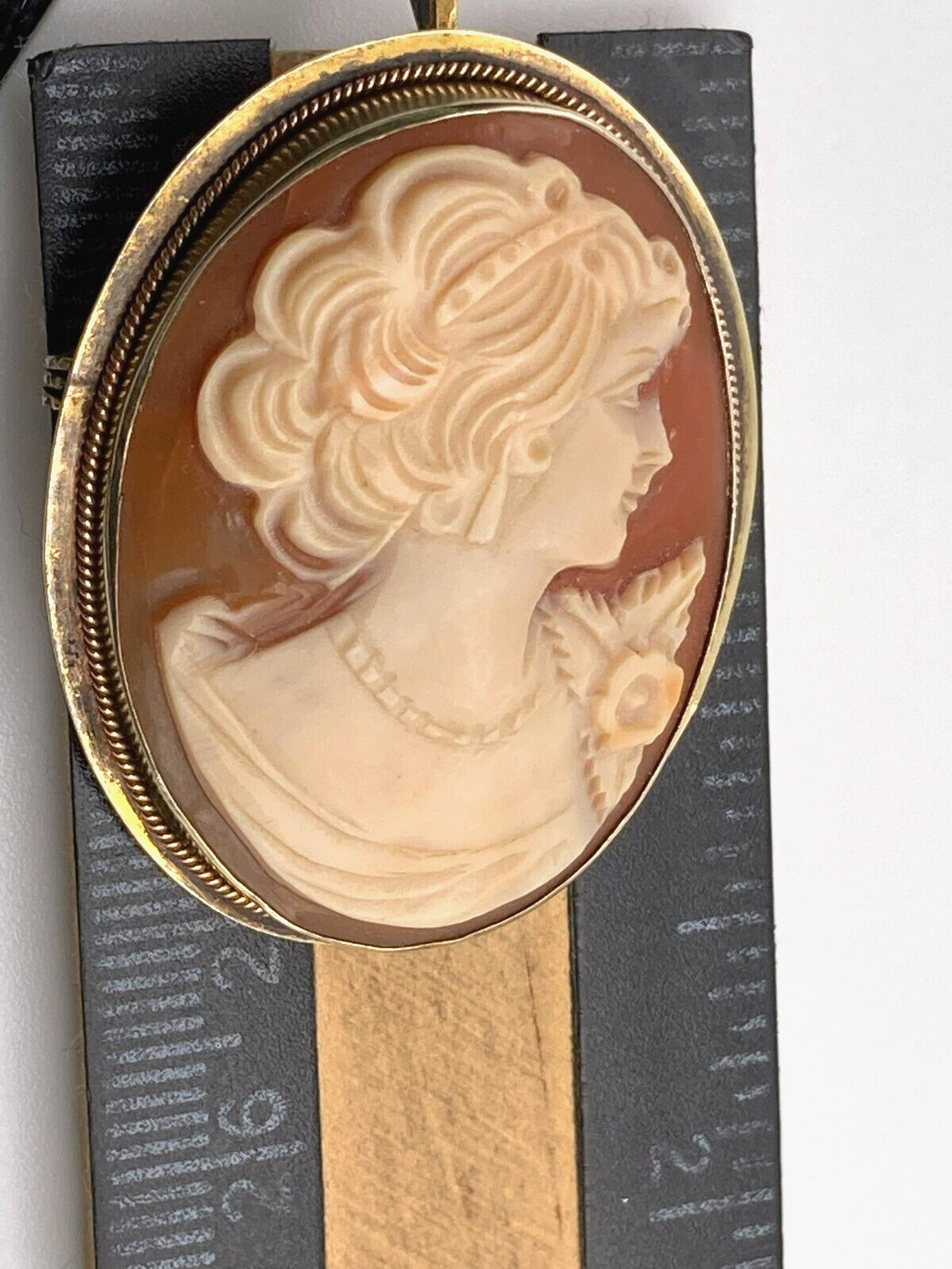 Mid Century Sterling Silver Right Facing Hand Carved Shell Cameo Pendant or Pin