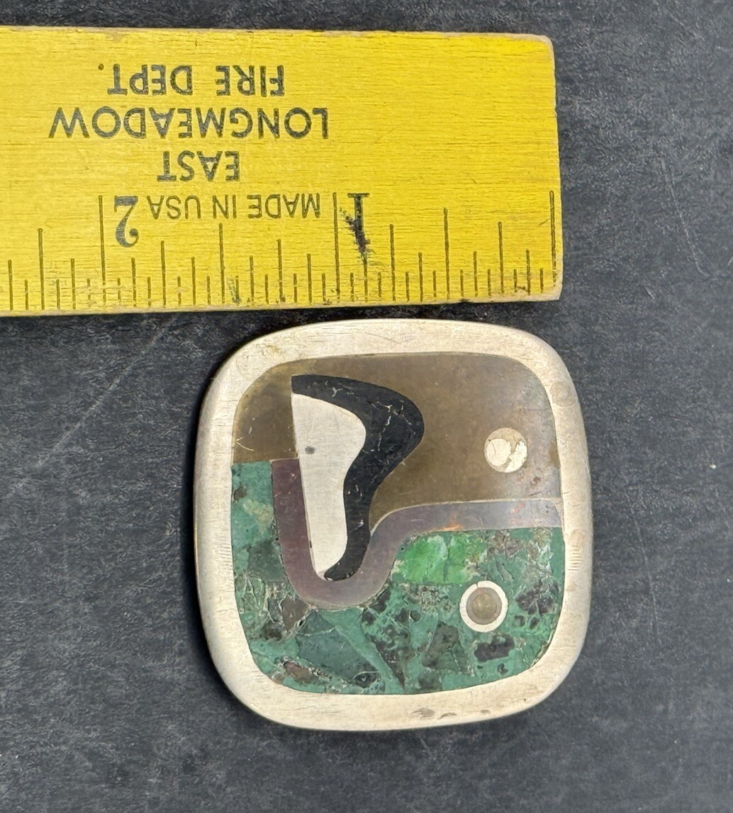 Vintage Rufino Tamayo for Los Castillo Mixed Metal Modernist Brooch SS635