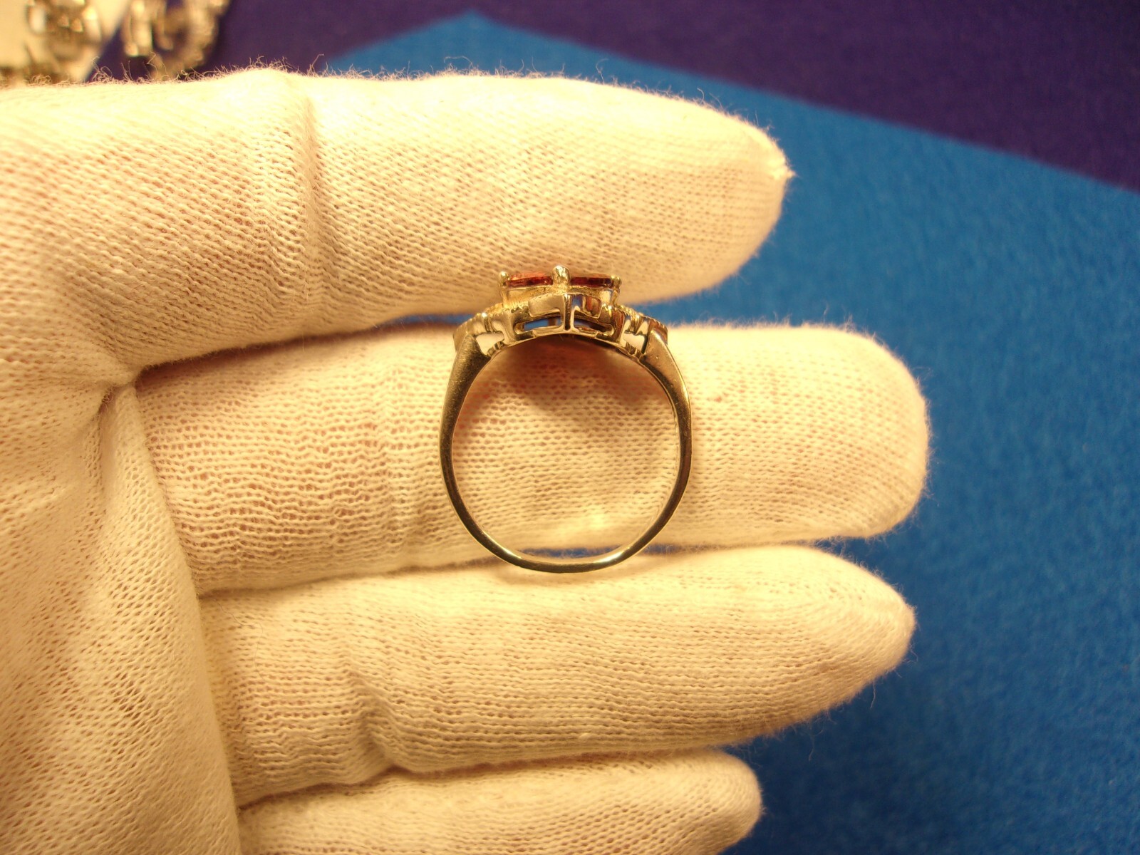 #3 of 6, SUPERB OLDER VTG LADY’S STERLING SLVER, ORANGE GARNET & MARCASITE RING