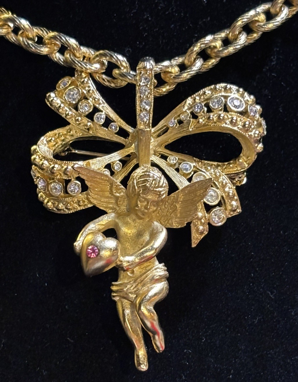 Camrose & Kross JBK Jacqueline Kennedy Angel Cherub Necklace Pendant Brooch Pin
