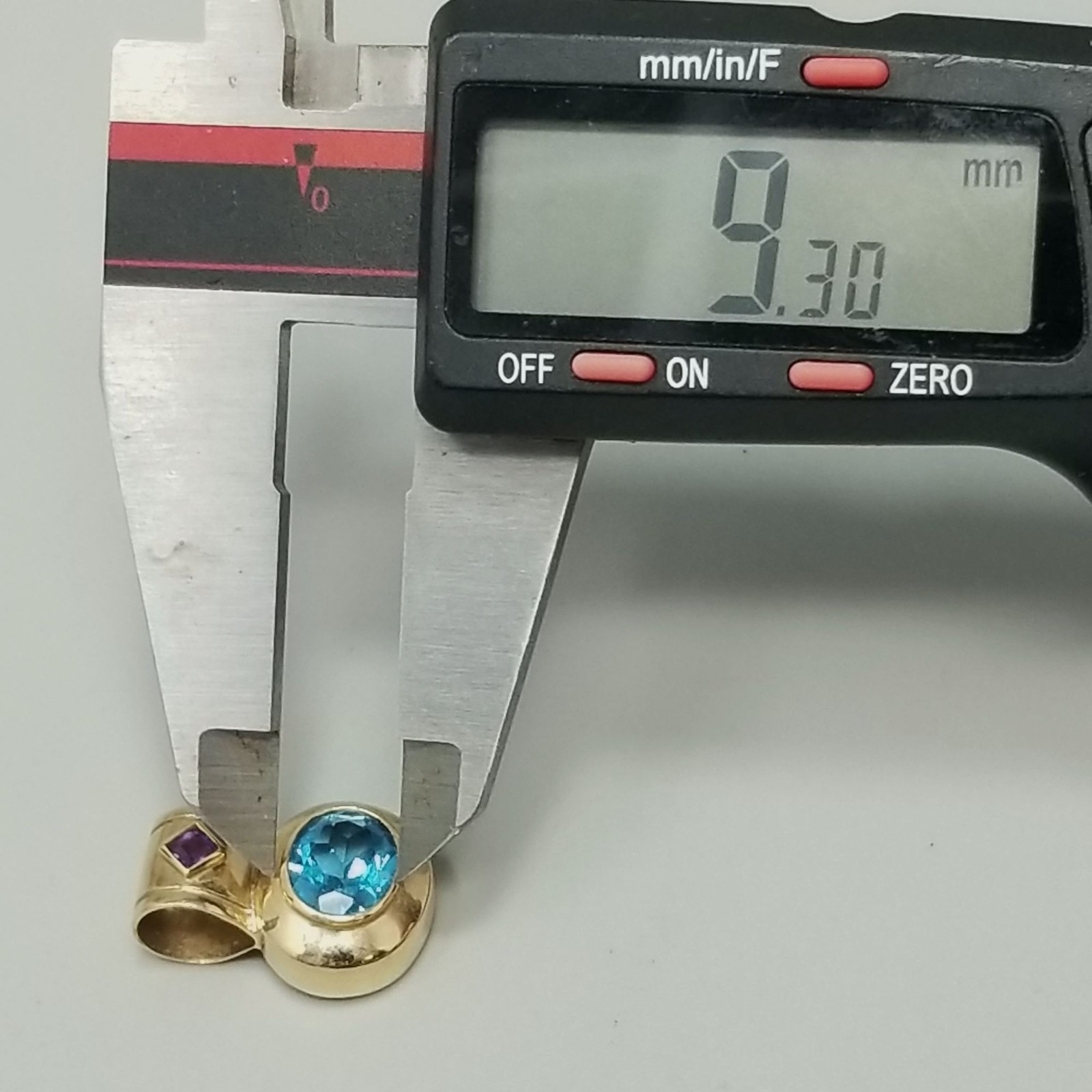 Vintage 14k Gold Oval Blue Topaz Pendant Large Slide Bail December Birthstone