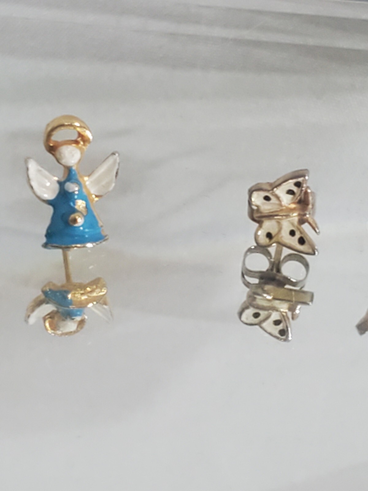 Vintage Earring Lot 16 pair miniature rose angel butterflies posts 60s 80s 90s