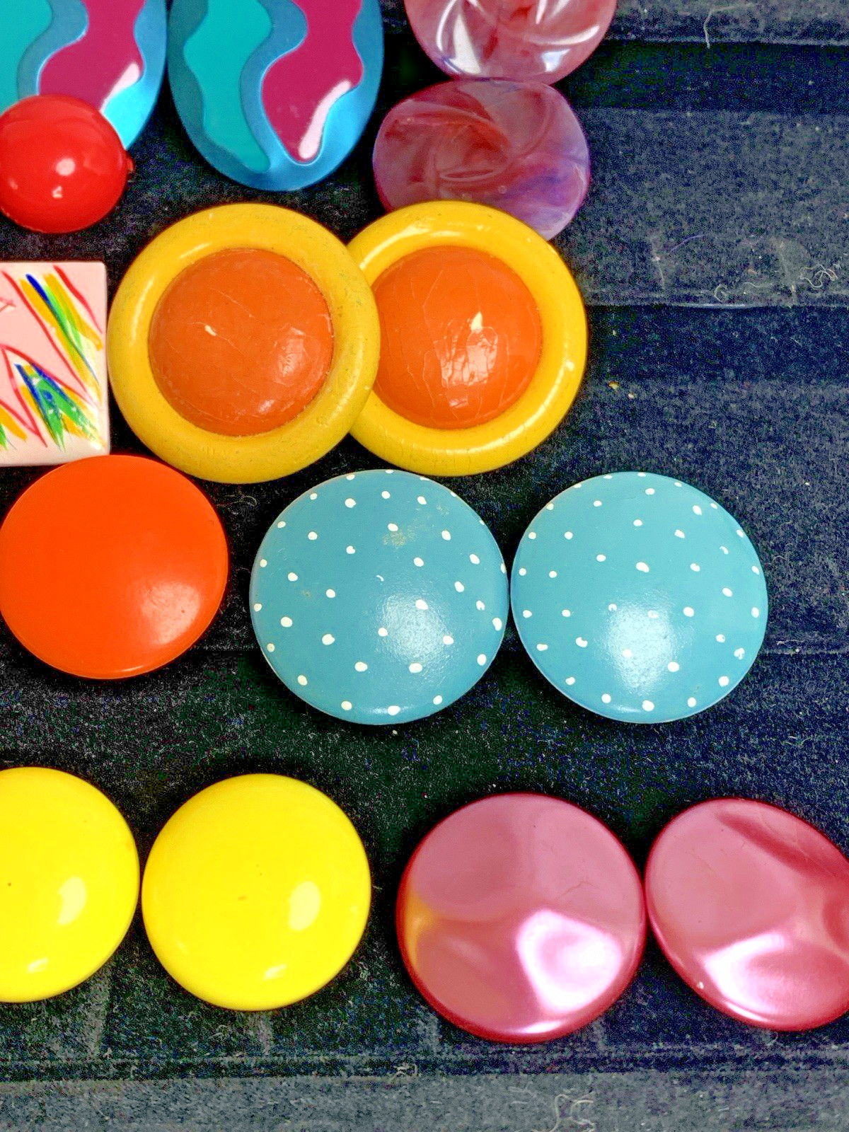 Vintage Mod Pop Art Clip-On Earrings Lot 60s 70s 80s Colorful 17pc Dauplaise