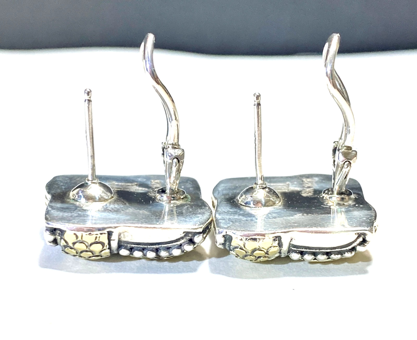 Vintage Sterling & 18k Gold John Hardy “The Dot Collection” Woven Earrings 3/4″