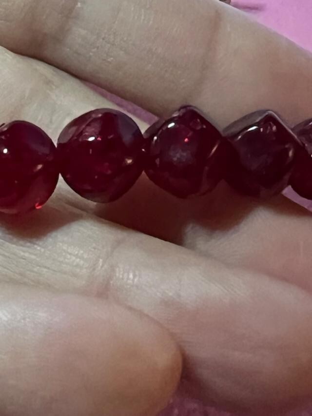 Vibrant Vintage Lester Joy Red Crackle Glass Necklace Art Glass 22 inches long