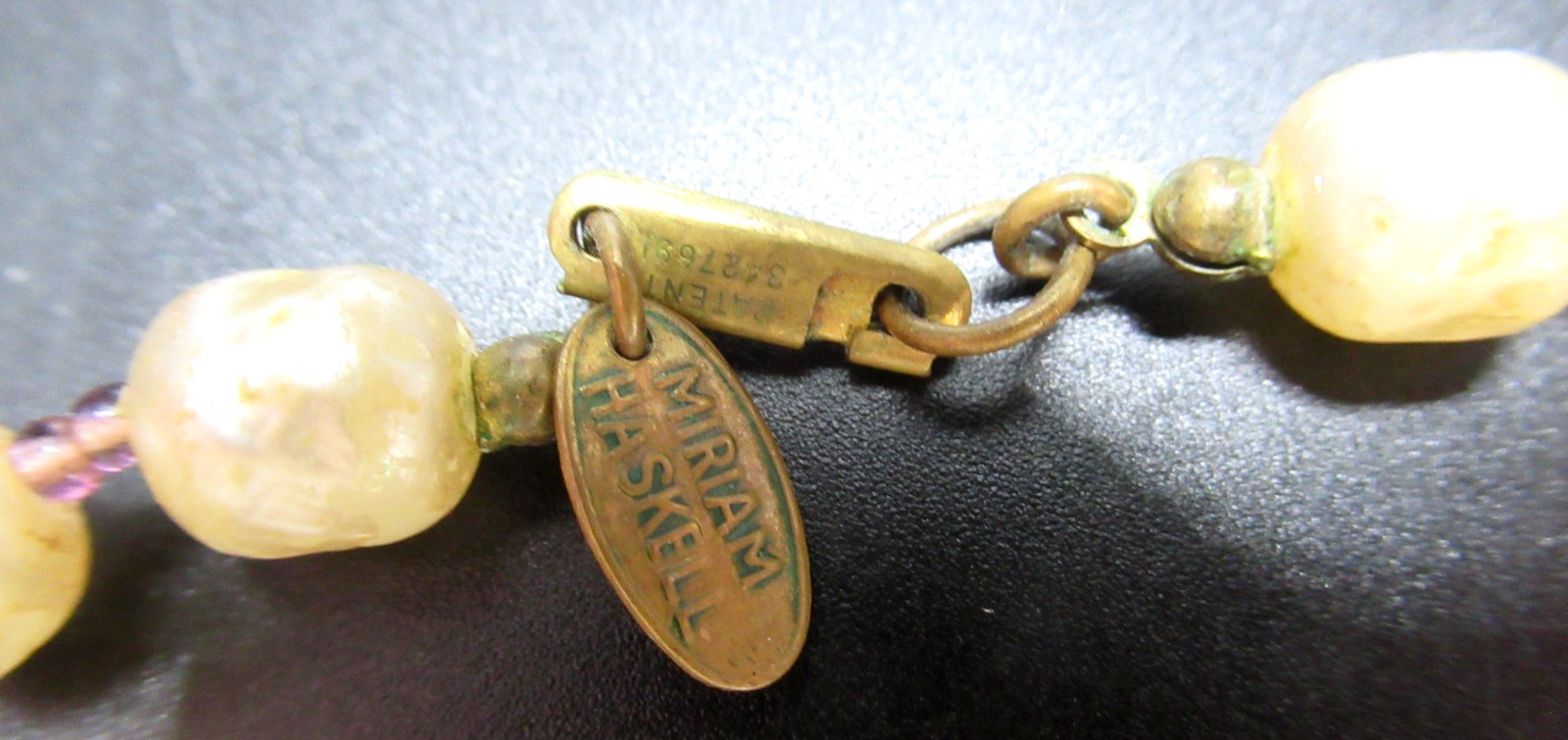 MIRIAM HASKELL Baroque Style Pearl Genuine Amethyst Sautoir Vintage Necklace