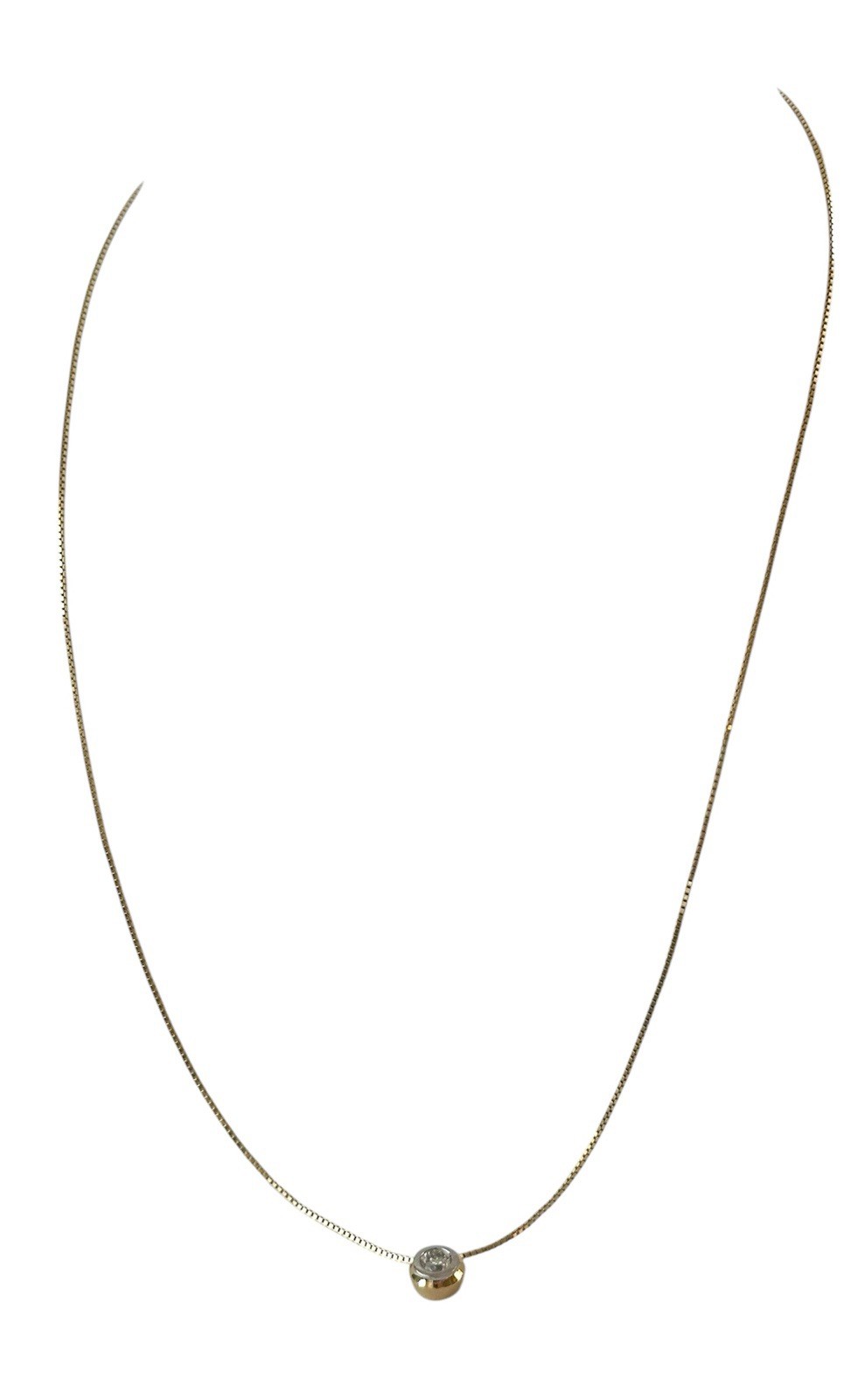 Estate Natural Brilliant Diamond Bezel Set 0.35 Carat Pendant 20″ Necklace 14k