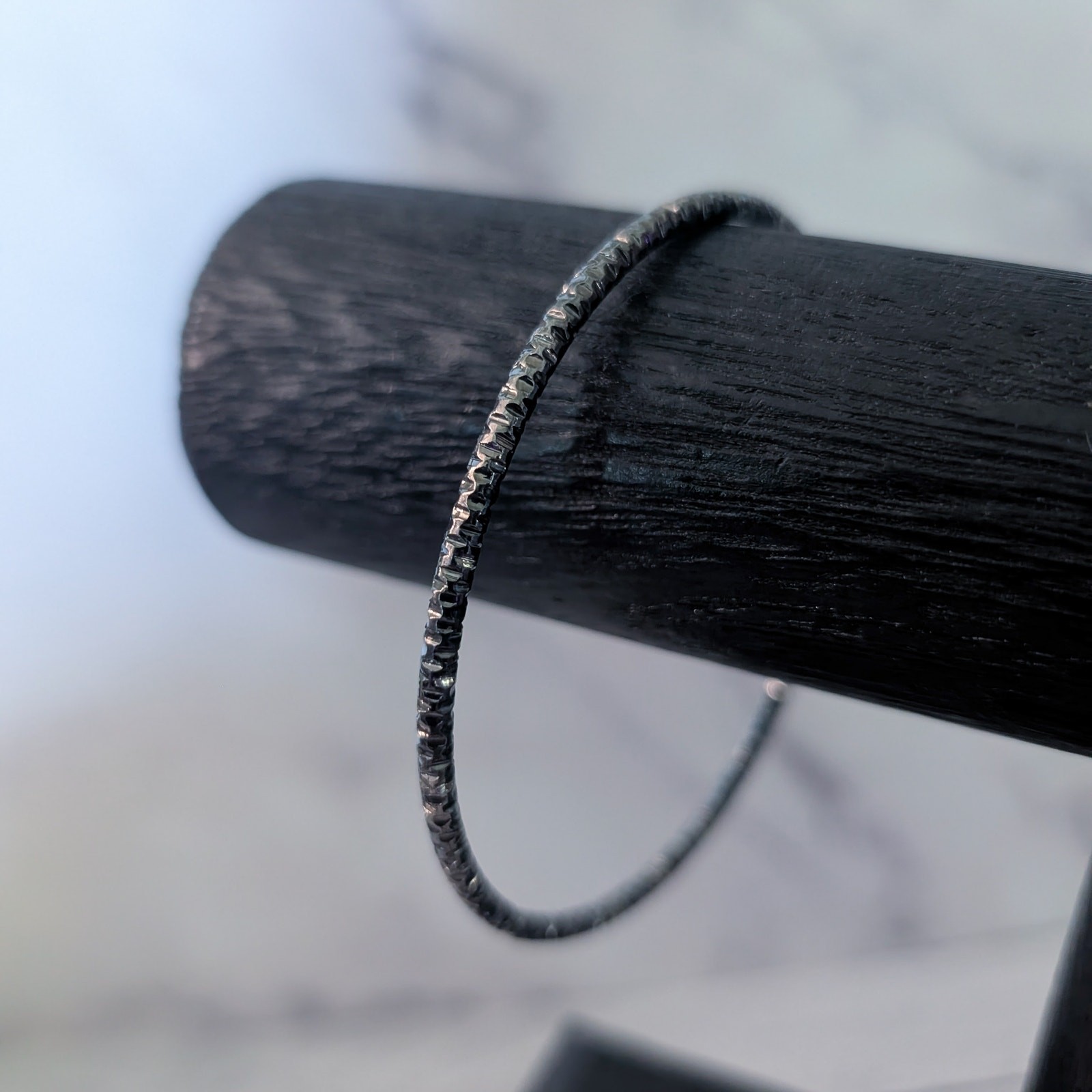 Vintage Bangle – Dark Metal with Pattern – A Bit Over 8.5″