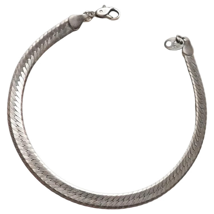 Vintage Sterling Slver 925 Herringbone Chain 8 1/4″ Bracelet “Marked”