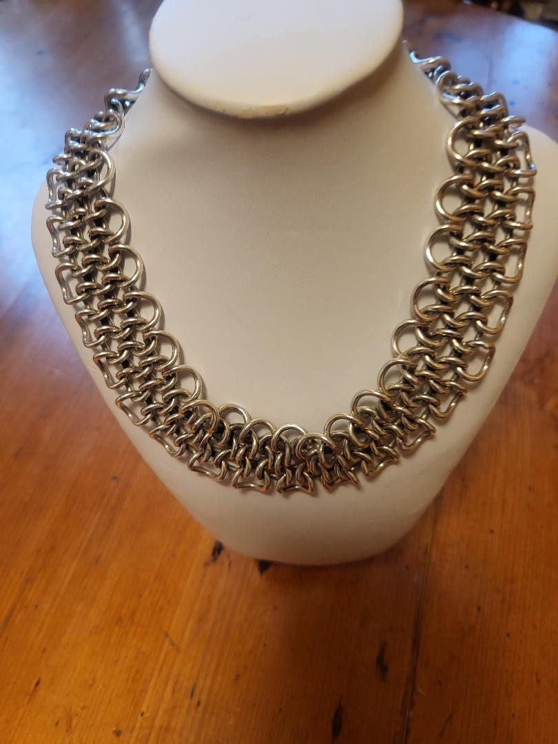 Chain Mail Style Heavy Necklace marked 925, 16.5″ in Length