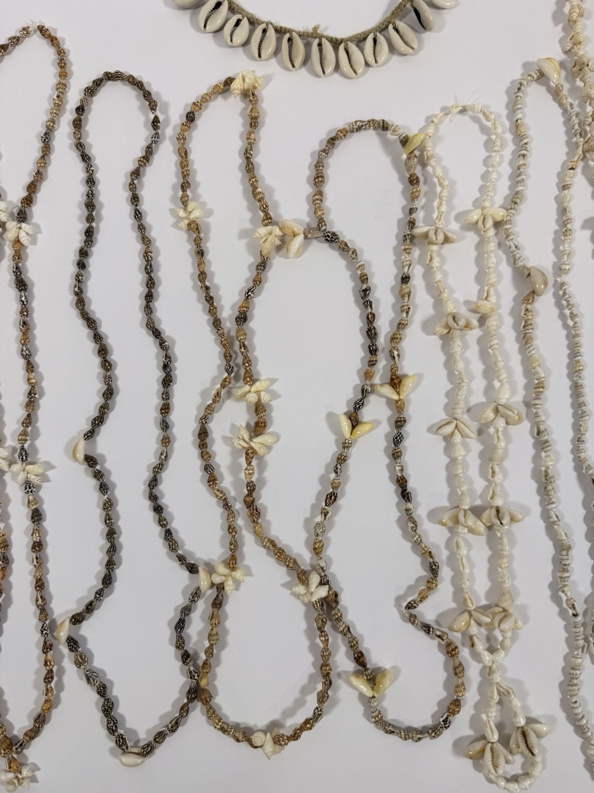 Vintage Shell Necklace Lot Hawaiian Cowrie Surfer Boho Beach Jewelry 16 Pc