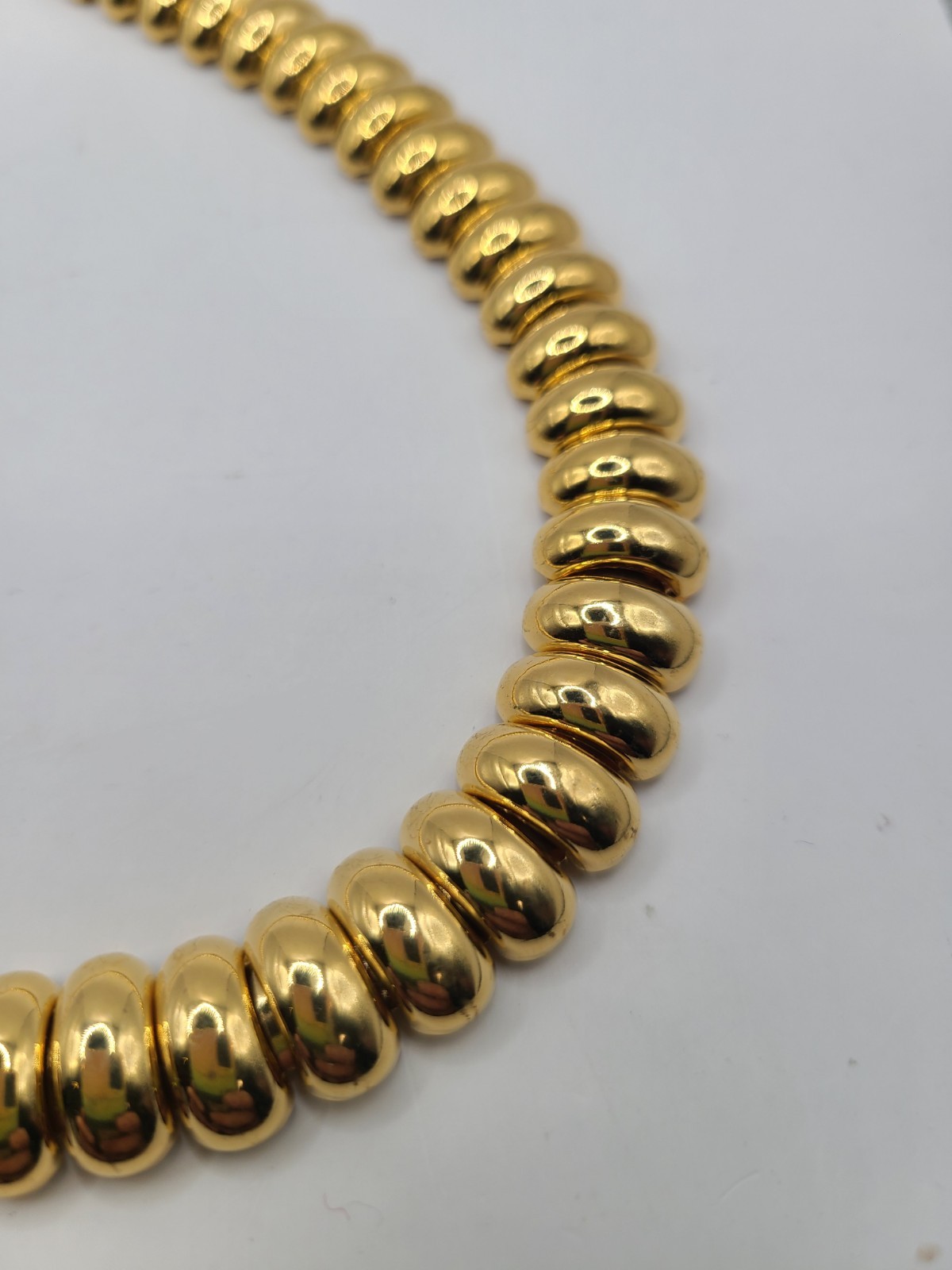 Vtg Goldtone Avon SD Rounded Links Articulated Slinky 18″ Necklace Signed