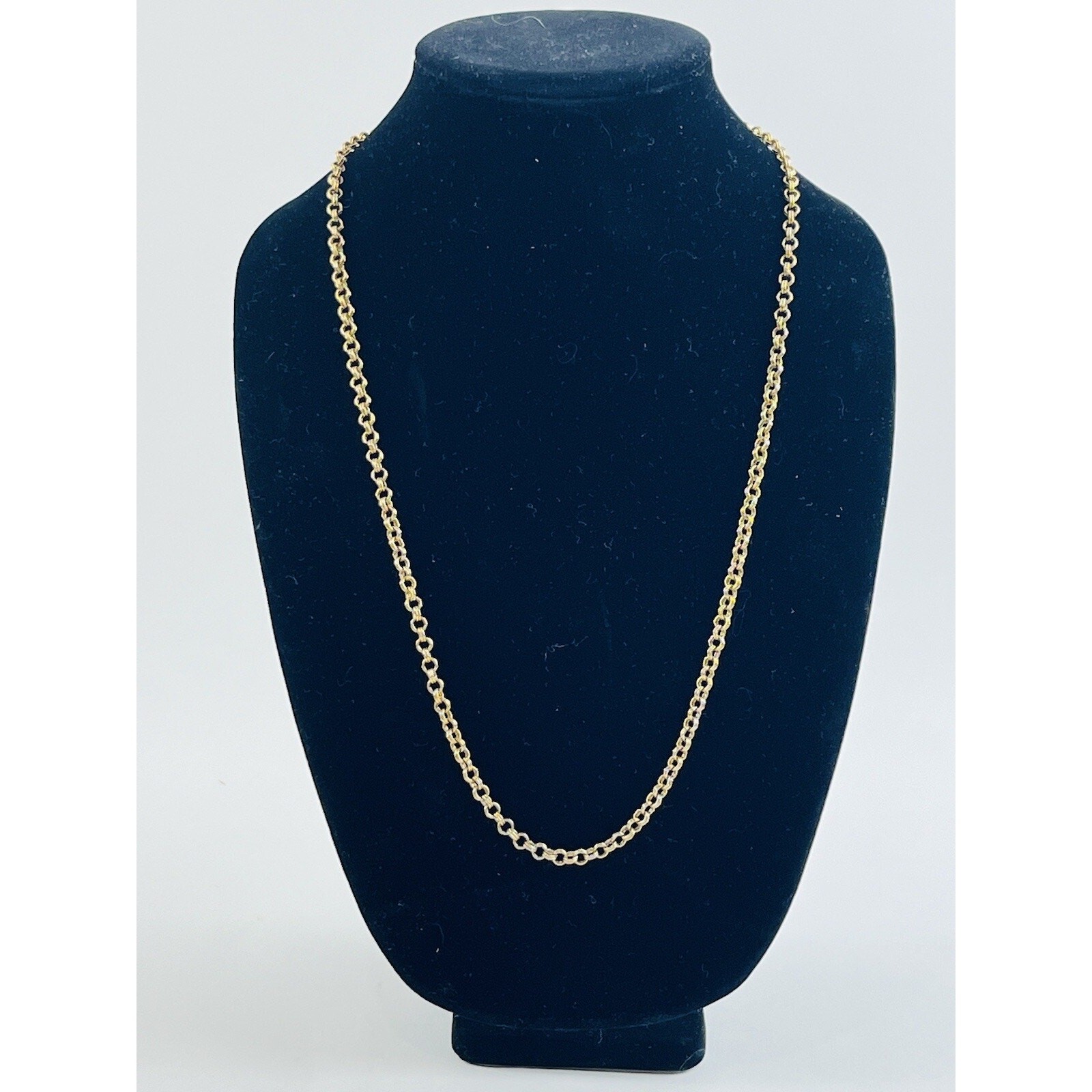 Vintage MONET GOLD TONE NECKLACE Rolo Round Chain Double Link CLASSY! Rare Singl