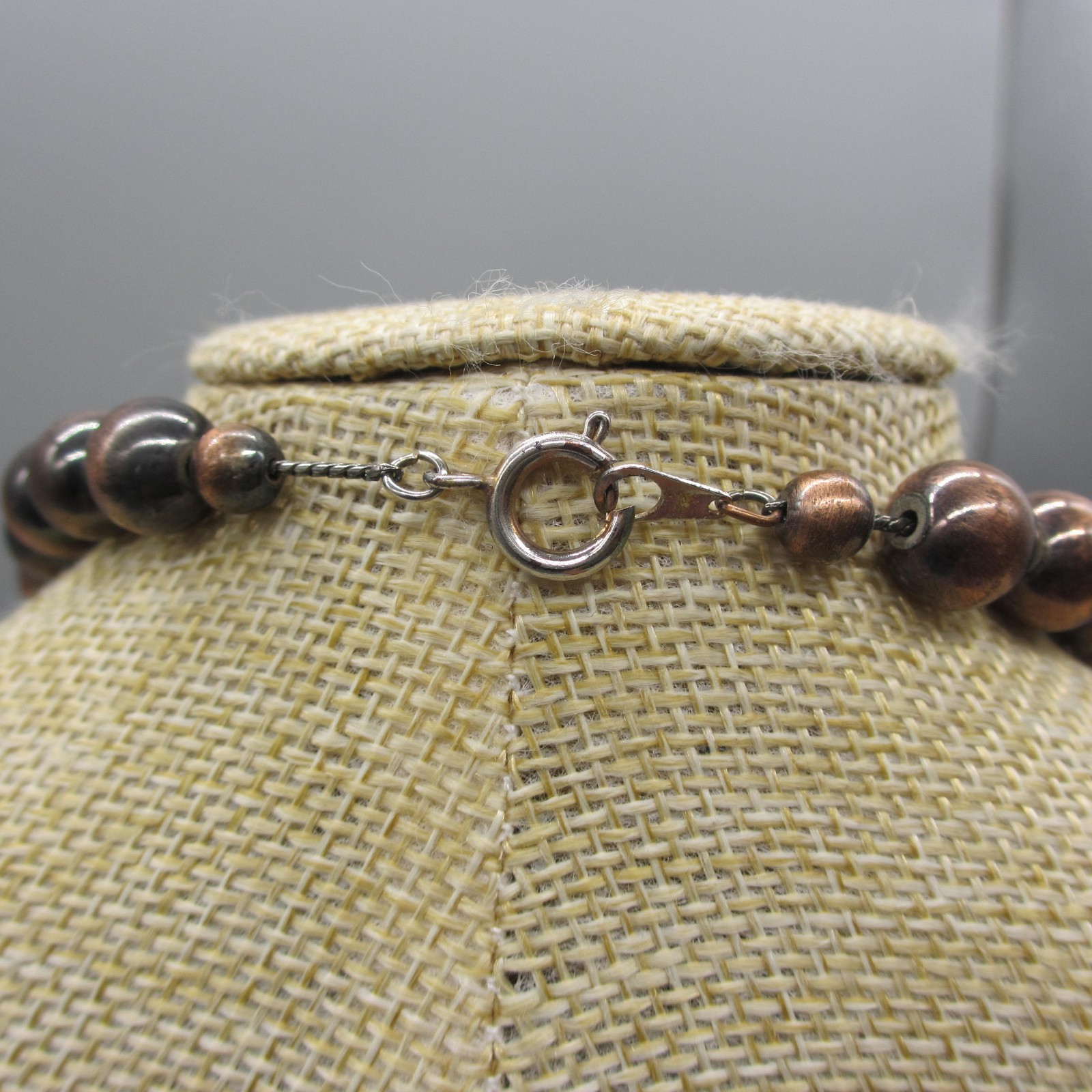 Vintage Beaded Necklace Copper Tone Ombre Metallic Look 23 Inch