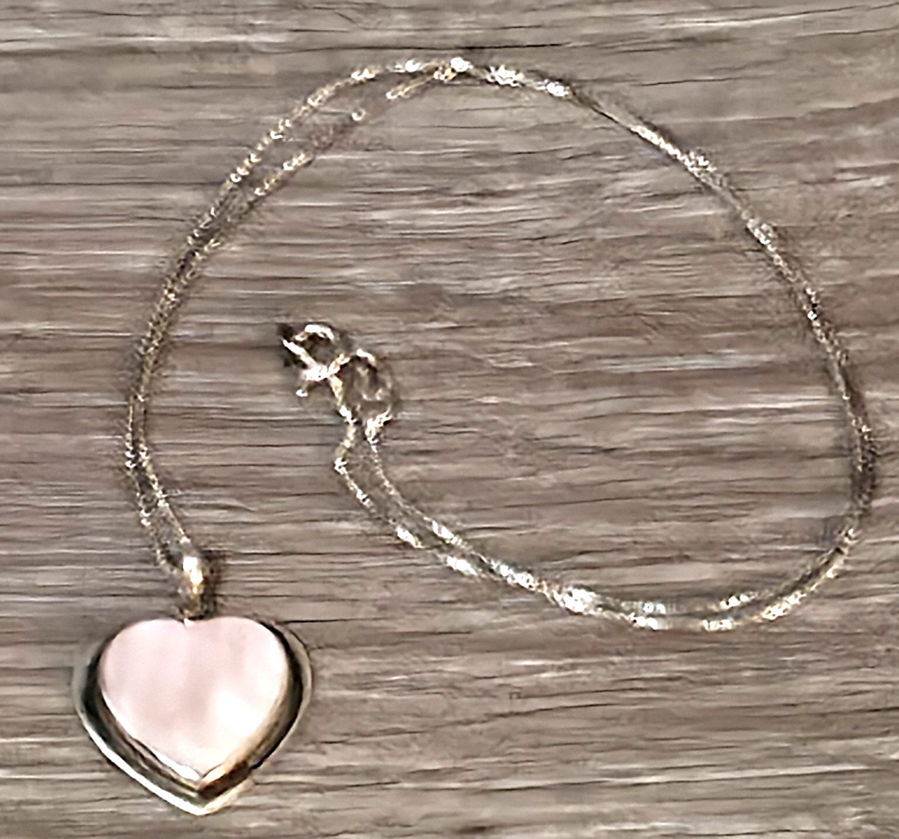 Vintage CW Signed Sterling Silver 925 MOP Heart 3/4″ Pendant & 18″ Necklace