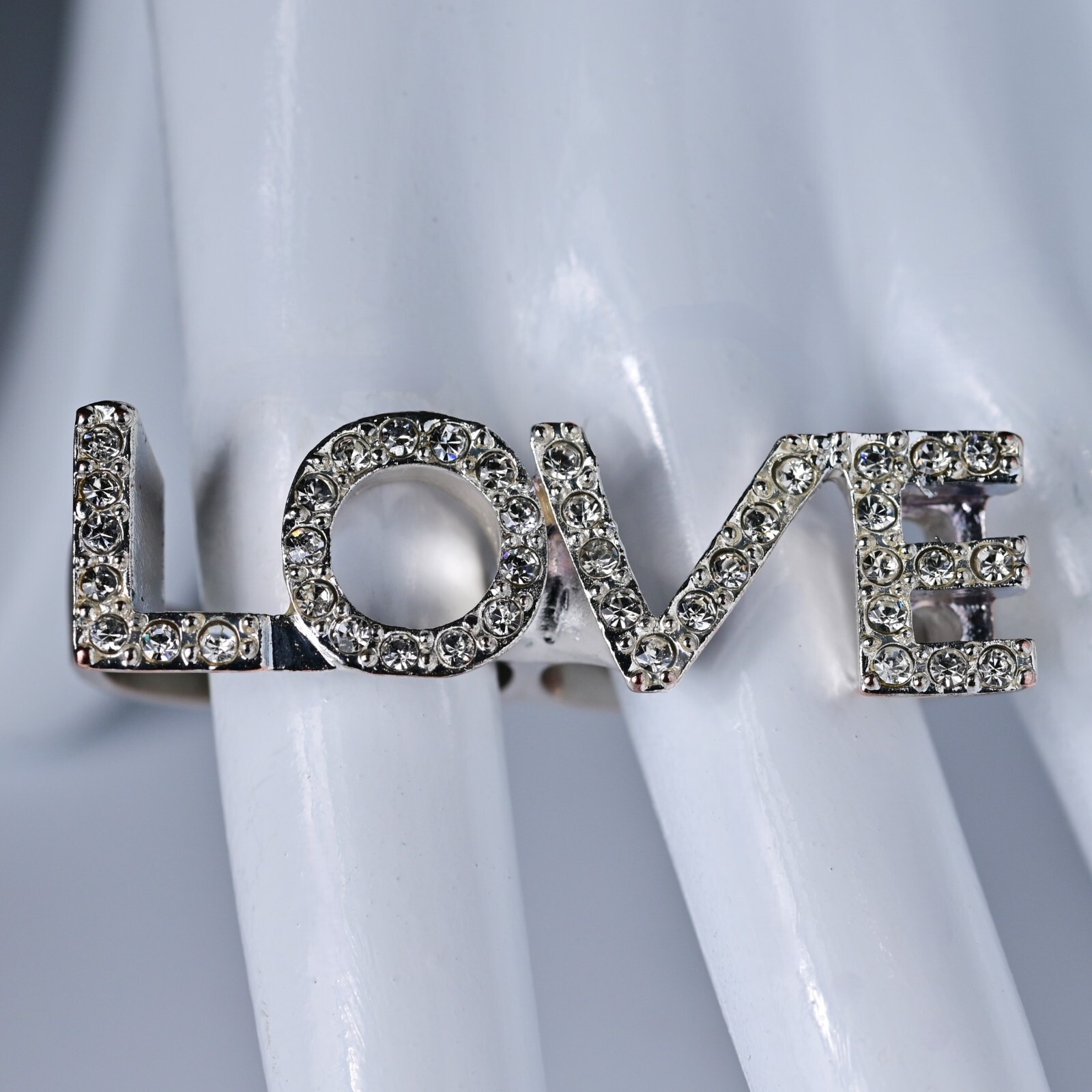 LOVE Letter Original Vintage Rhinestone Designer Cubic Zirconia Dual Estate Ring