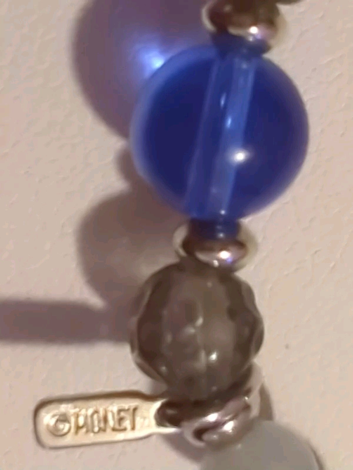 2 Vintage Beaded Necklaces Tacoa NWT Graduated Blue & Monet Plastic White & Blue