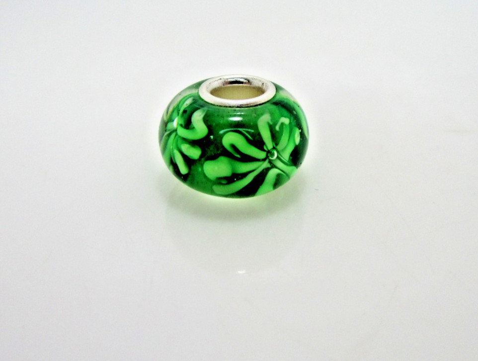 IBB Murano Glass Green Flower Charm Only for Bracelet
