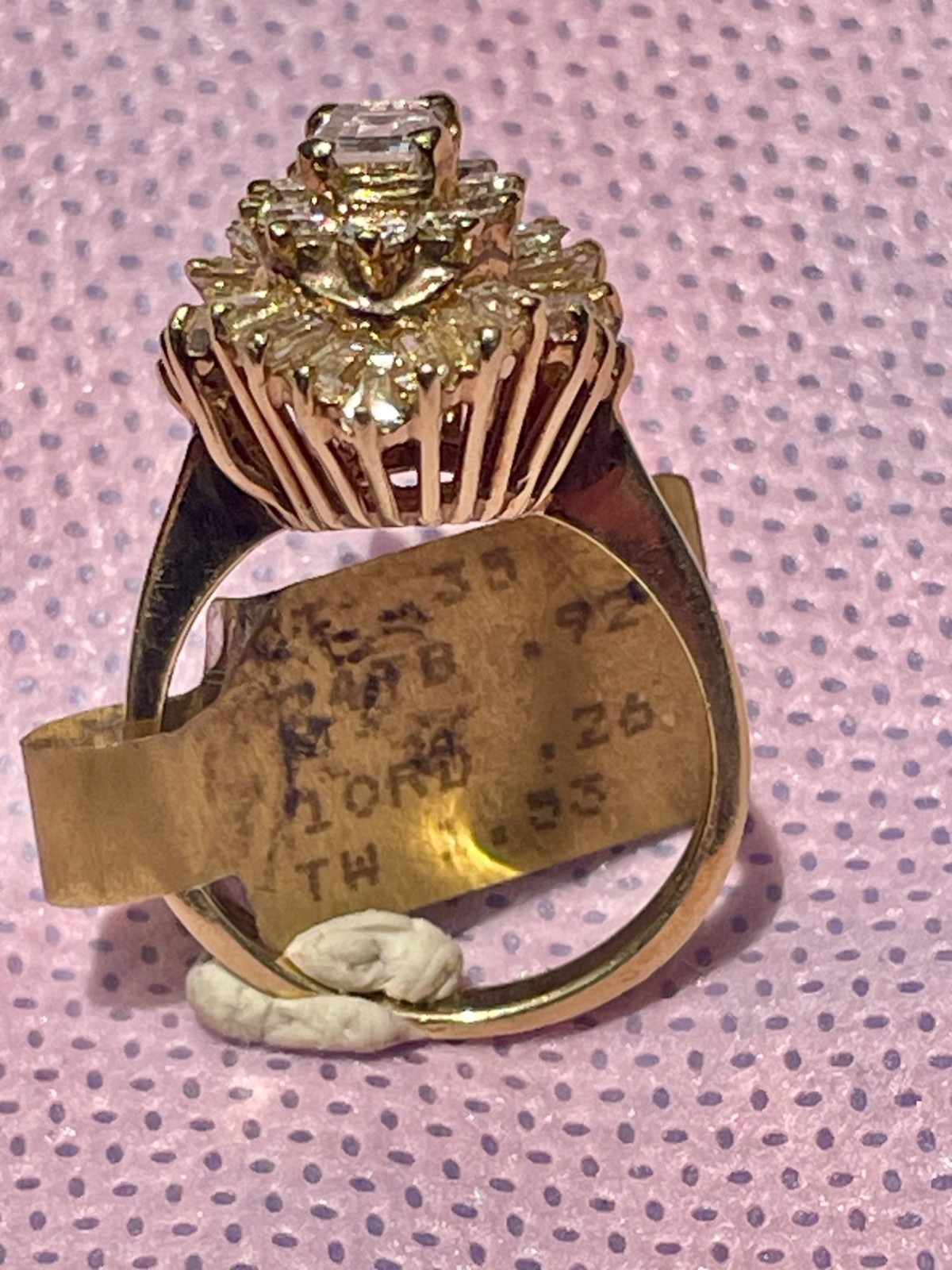 Vintage 14kt Gold Ballerina Cocktail Ring set with 1.53tcw Fine Diamonds, Size 5