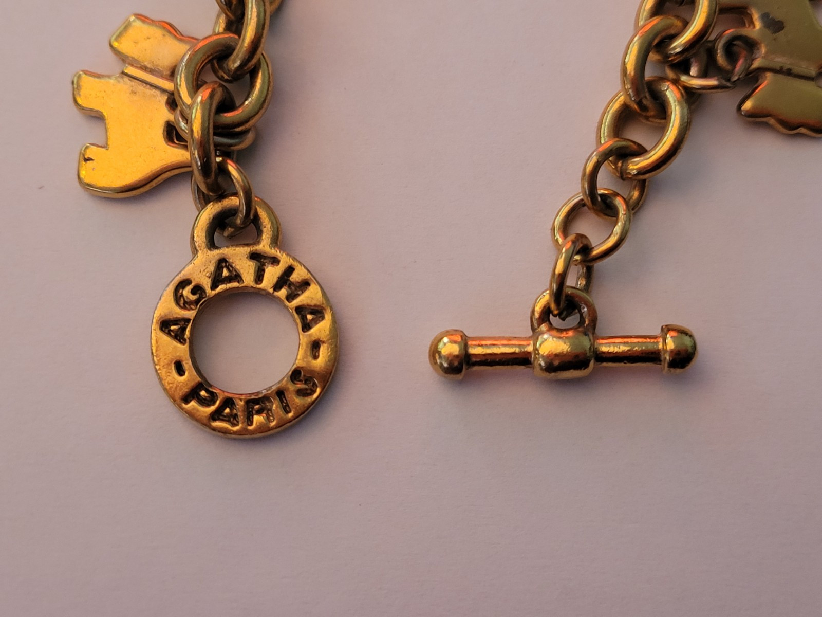 Charming Vintage AGATHA PARIS Scottie Charm Bracelet ~ Toggle Closure