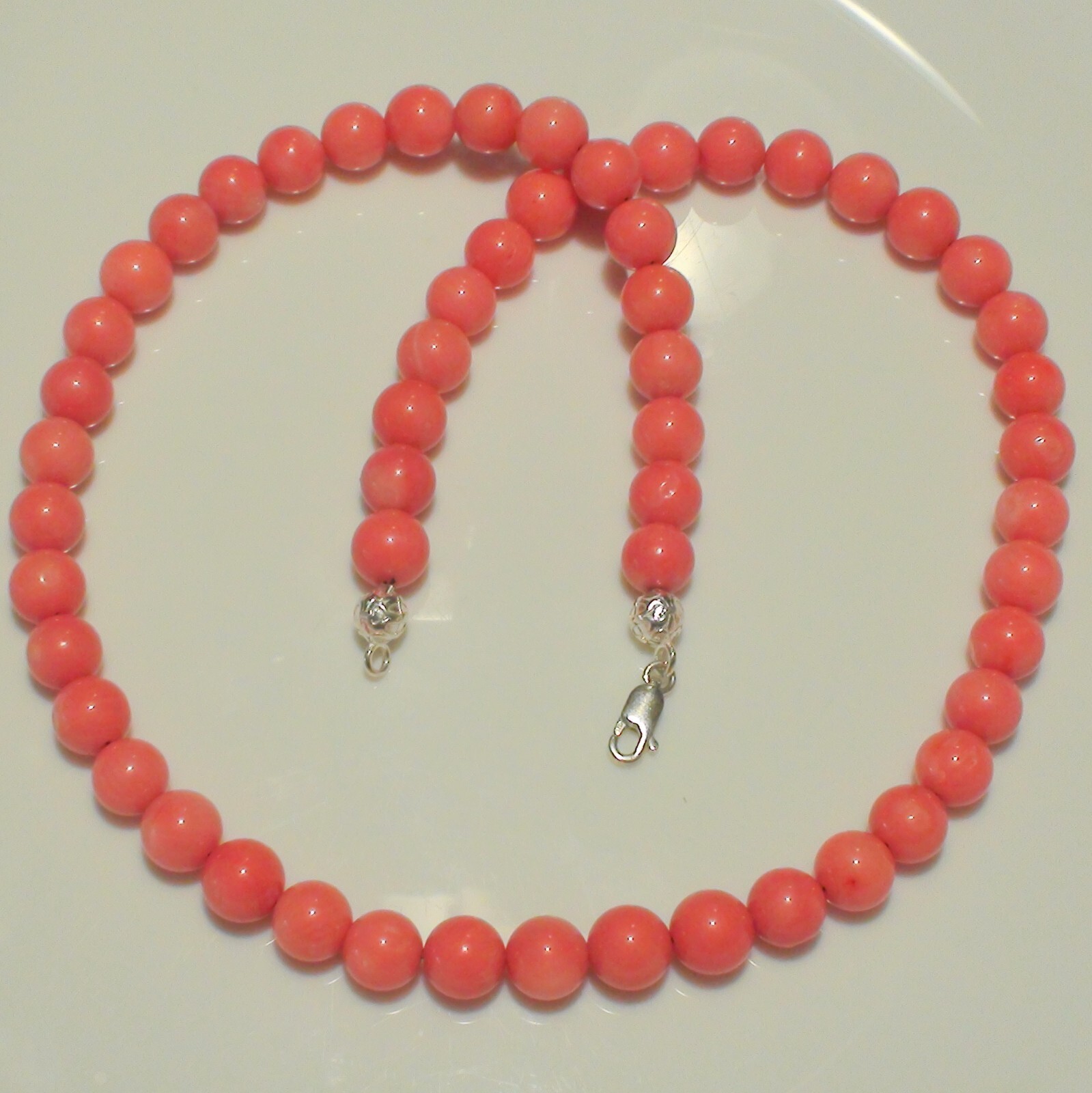 VINTAGE! 213.25ct 100% NATURAL PINK SALMON JAPANESE MOMO CORAL 925 SILVER CLASP