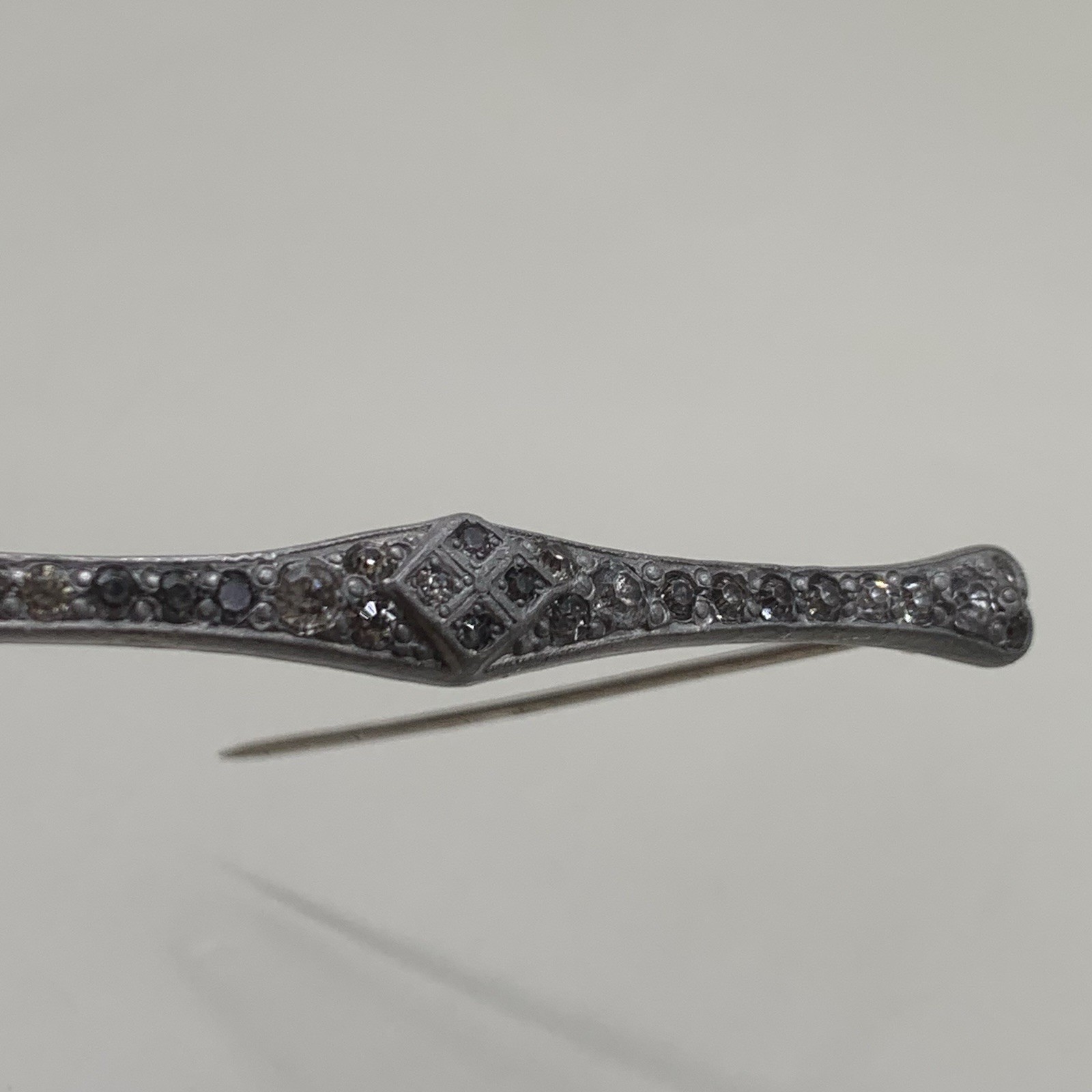 Antique Art Deco Fishson Silverite Rhinestone Bar Brooch 1920s