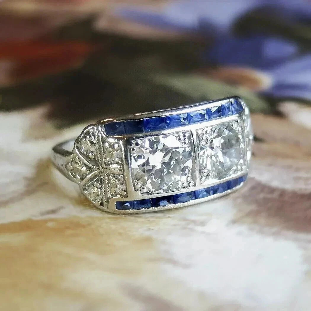 3.05Ct Art Deco Vintage Style Lab Created Diamond Wedding 14K White Gold FN Ring
