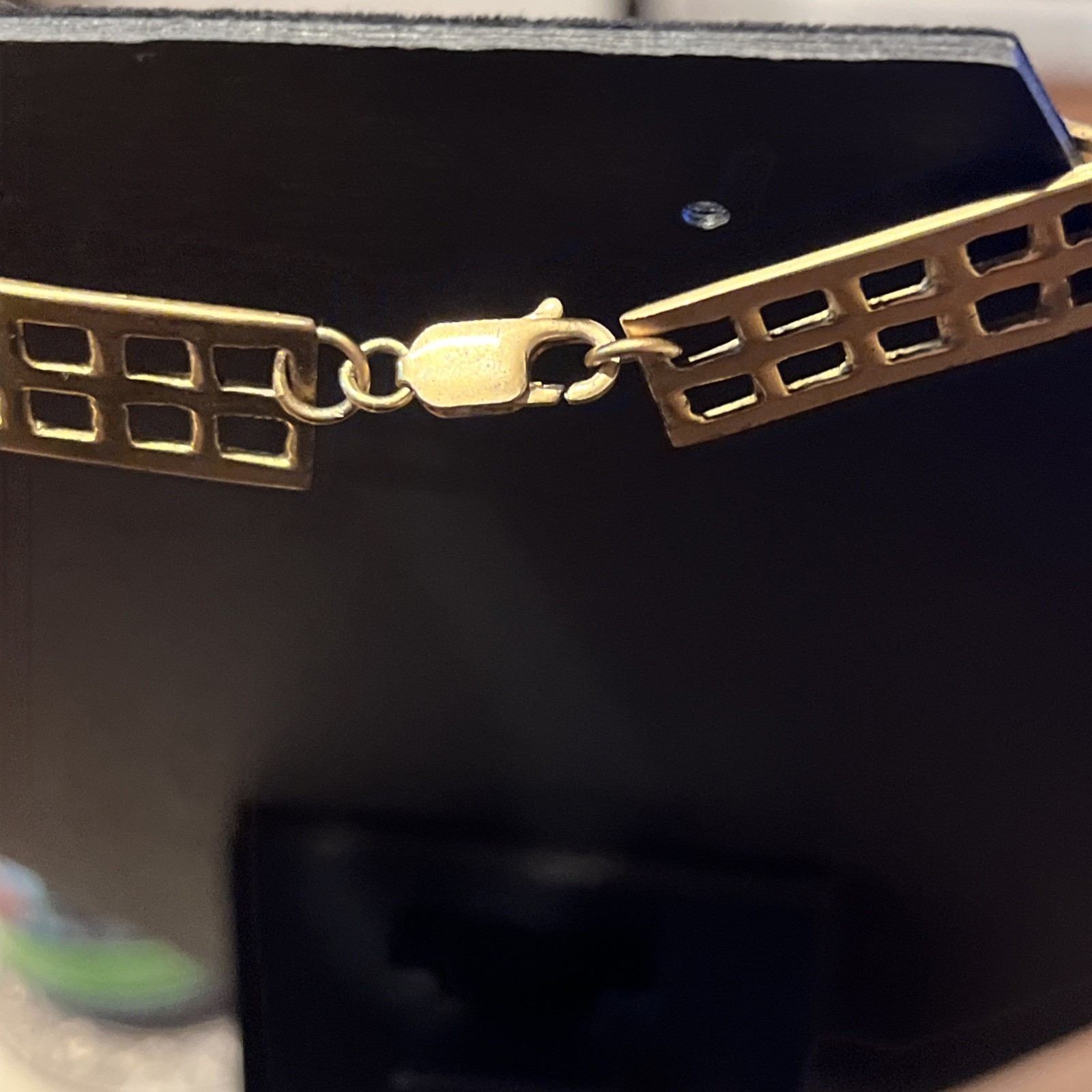 VTG Crown Trifari Jewelry gold tone panel necklace geometric design matte finish