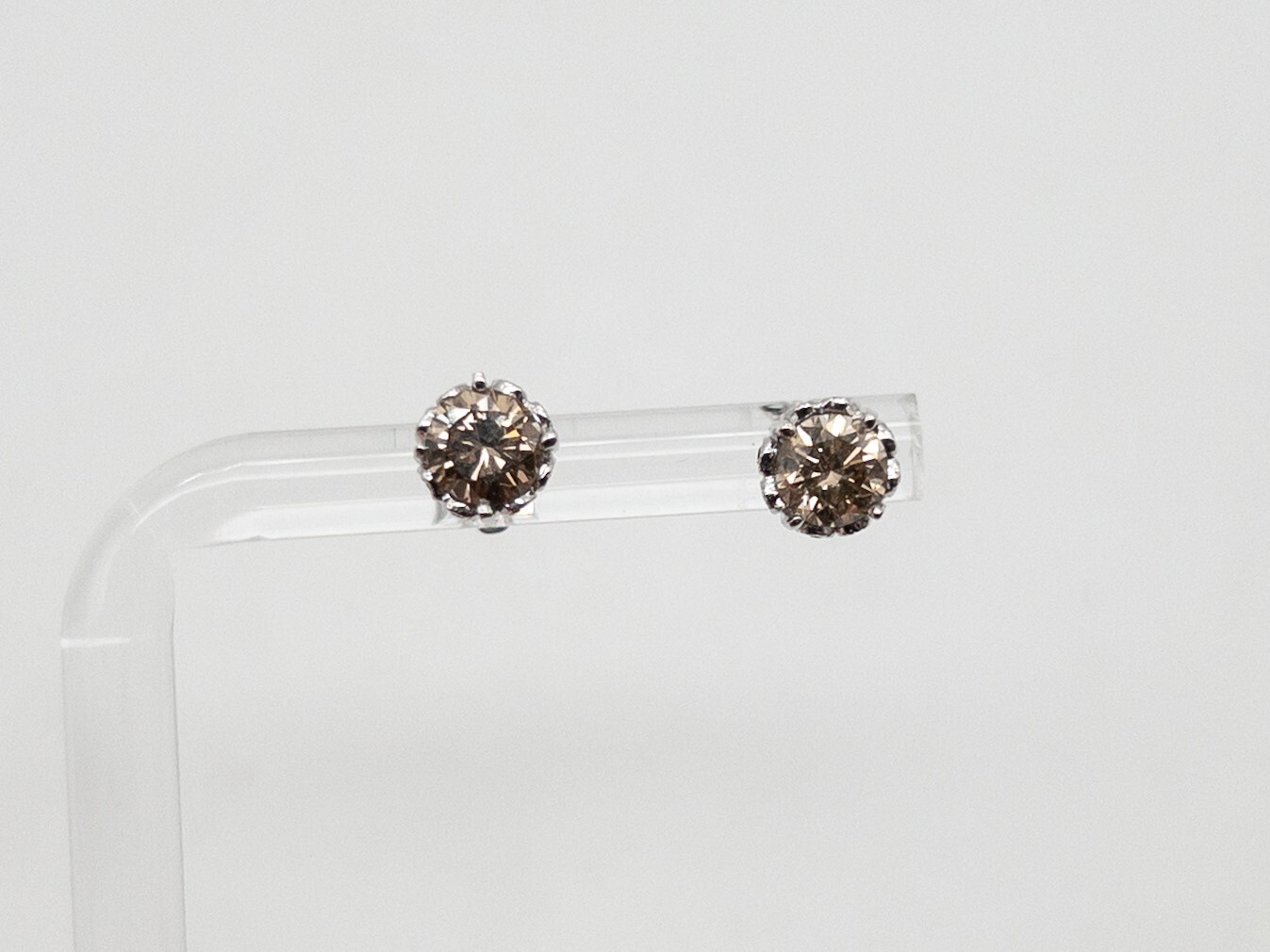 NEW $5000 1.75ct Natural SI1 Champagne Diamond 18k White Gold ETERNITY Earrings