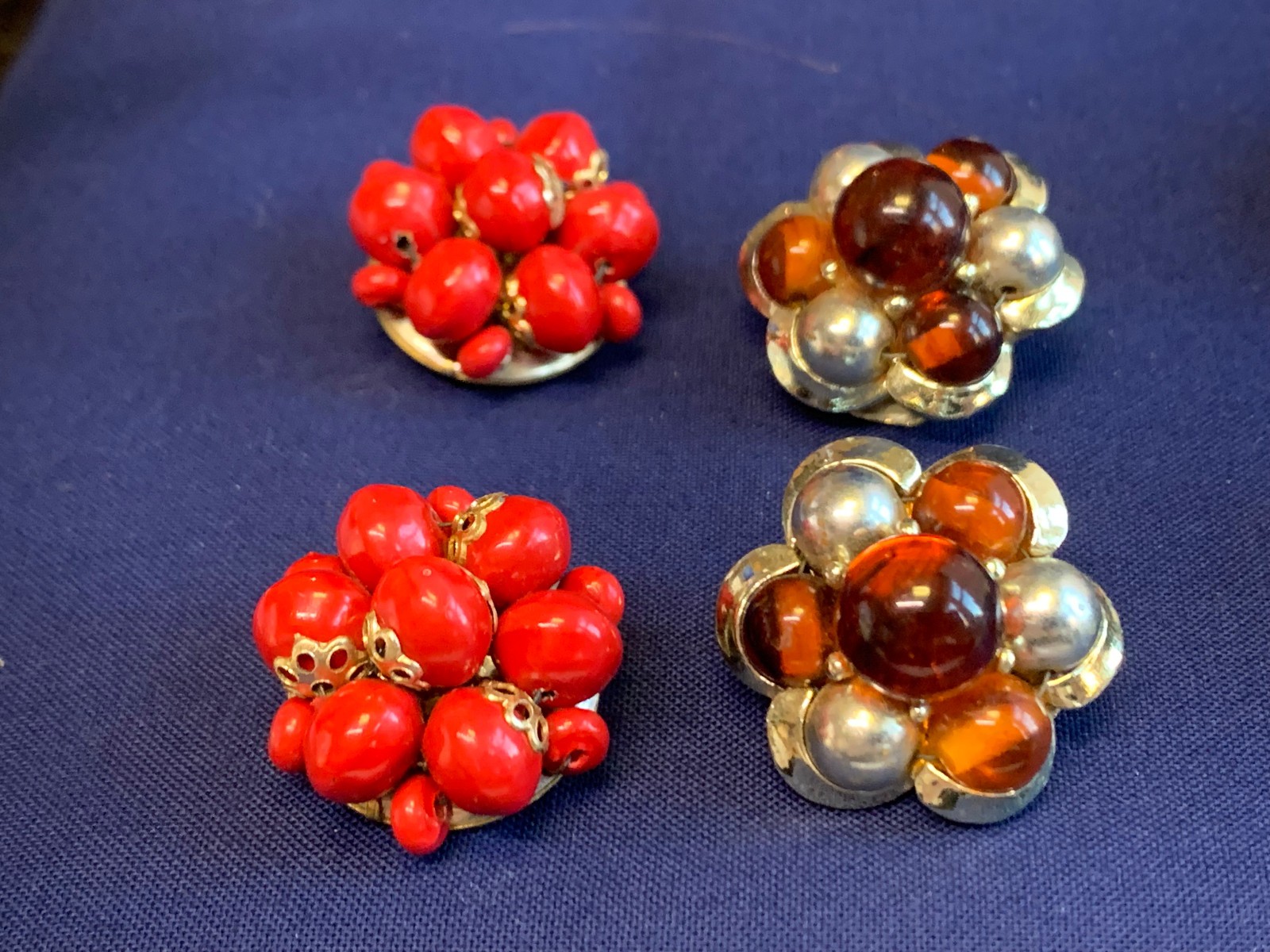 Vtg Clip-On Earring Lot Kenneth Lane Monet Avon Enamel Faux Pearl / Gem Jewelry