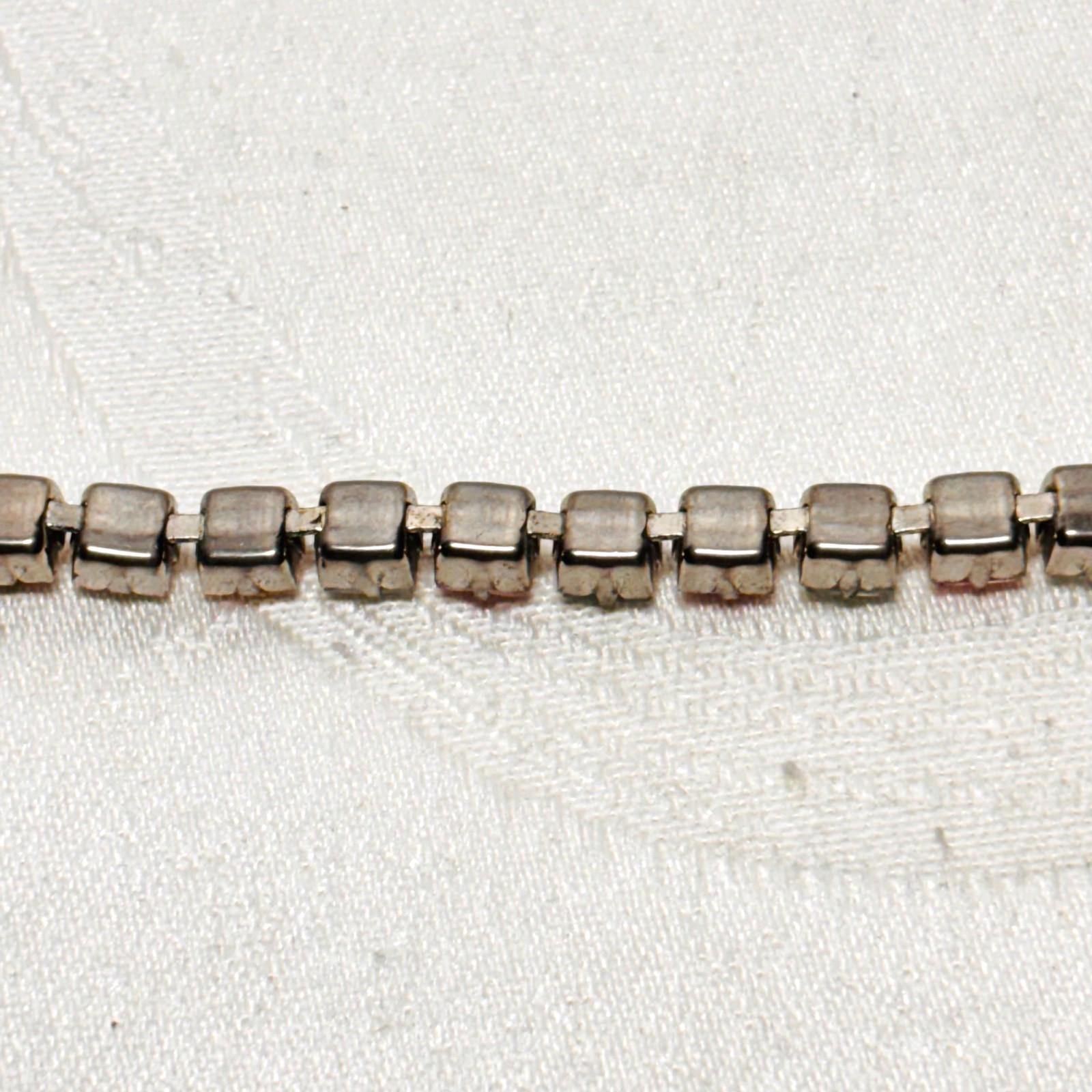 BRACELET pastel blue pink glass faux gem silvertone metal box clasp vintage 7″ c