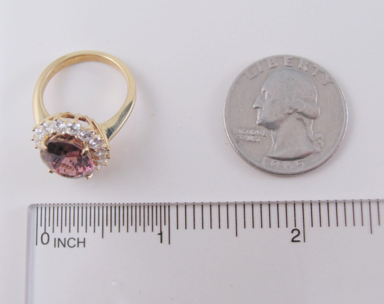 Vintage 18k Gold Lady’s 17 Stone Pink Tourmaline Diamond 6.65ctw Ring Size 5.75