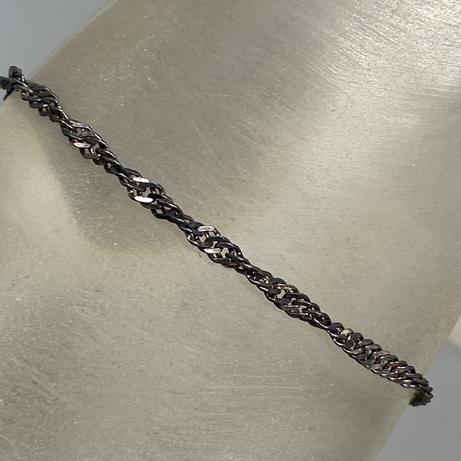 VTG Sterling Silver Twist Chain Bracelet Patina 925 Italy PT Quality 6.75″