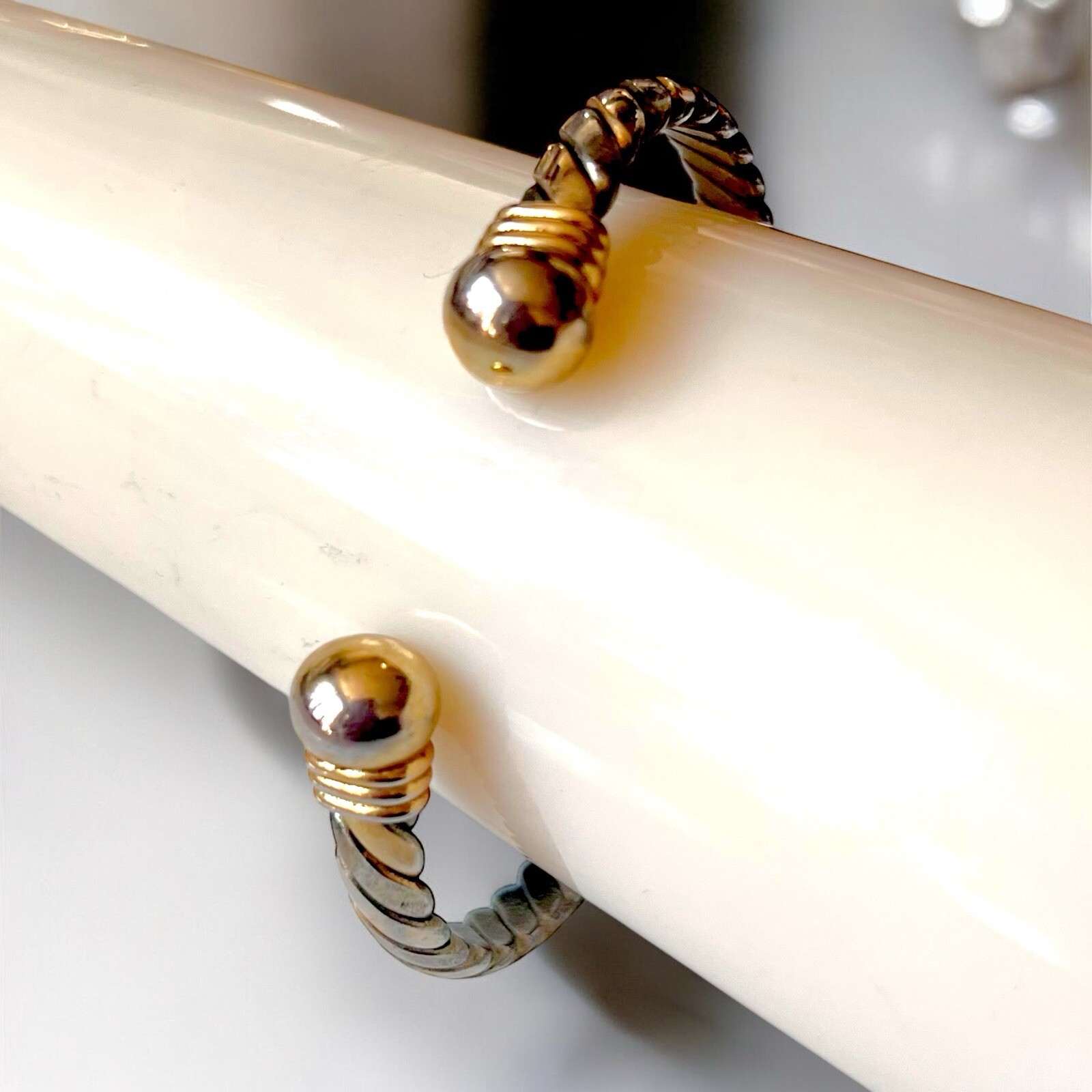Mixed Metal Cuff Bracelet 7” Silver Gold Tone Flat Link Vintage 1980s Jewelry