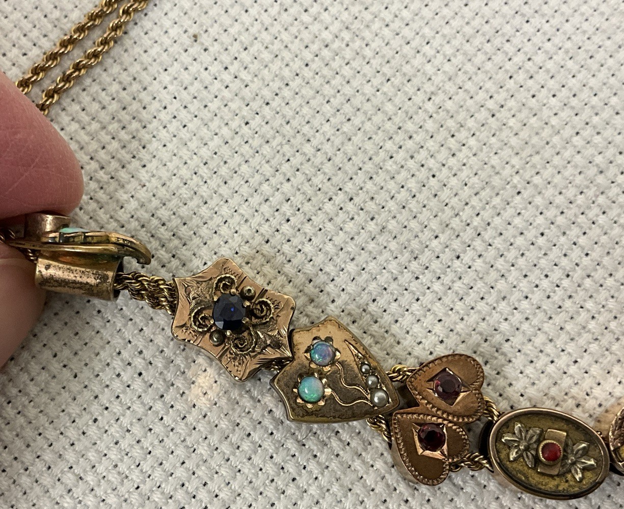 Fabulous Antique 8 Slides Victorian Gold Filled Watch Chain Necklace