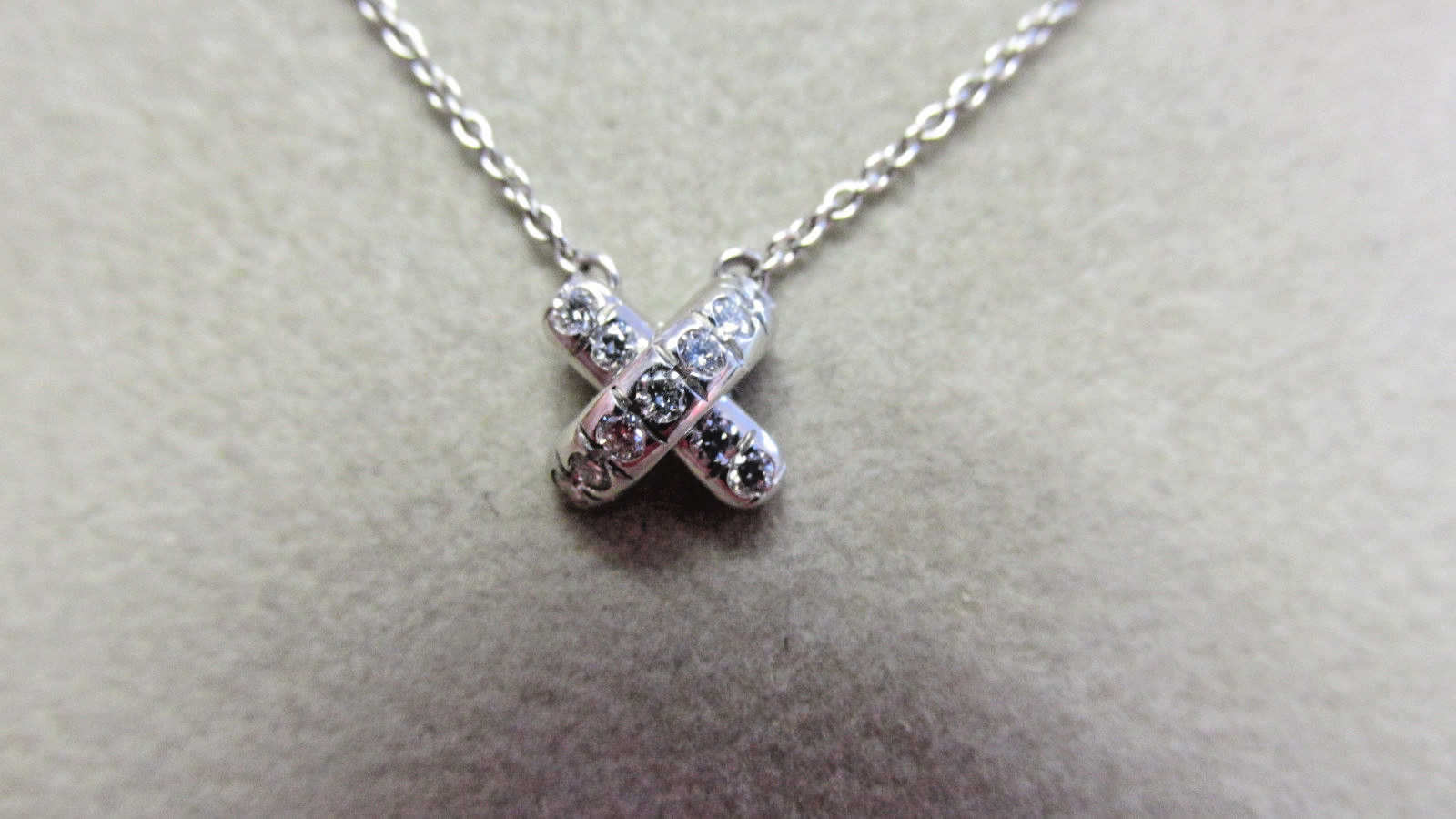 Tiffany & Company Platinum Diamond X Necklace 15 inch .035 ctw Make Offer