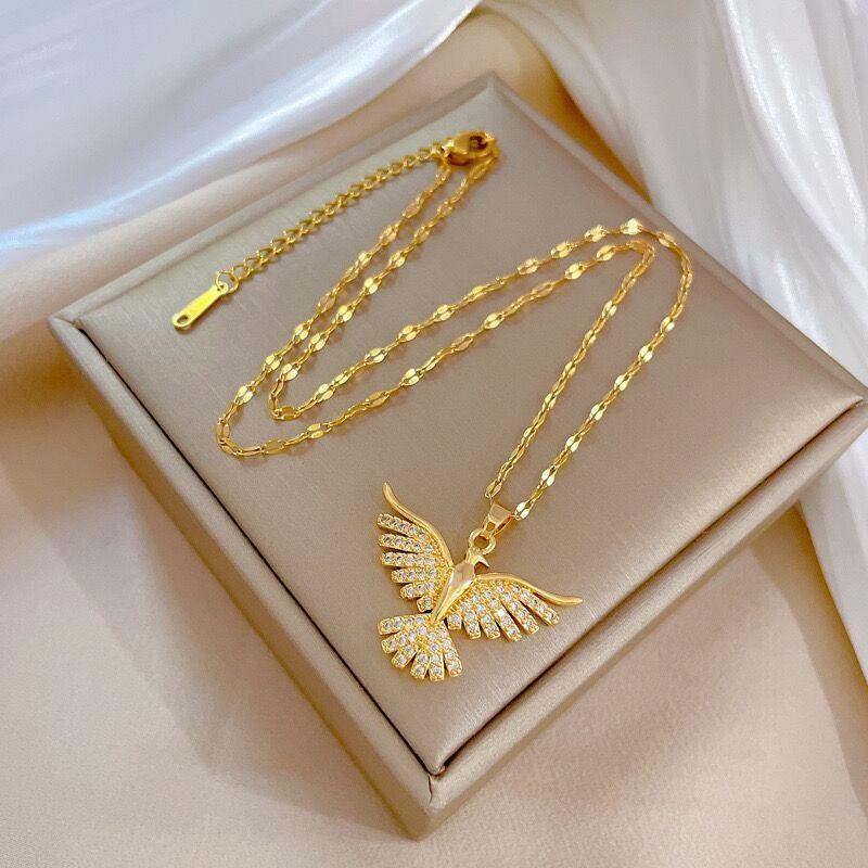 18k Gold Plated Vintage Phoenix Pendant Necklace Women Retro Daily Wear Gift Set